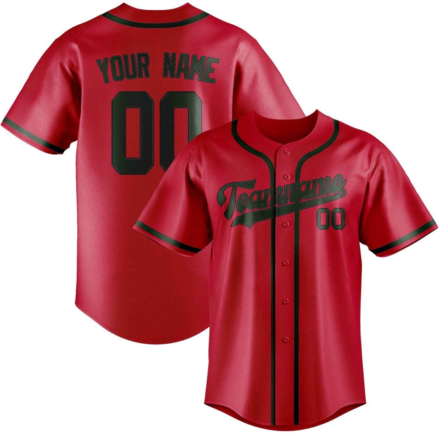 Benutzerdefiniertes Professionelles Rot Tannengrün Baseballtrikot