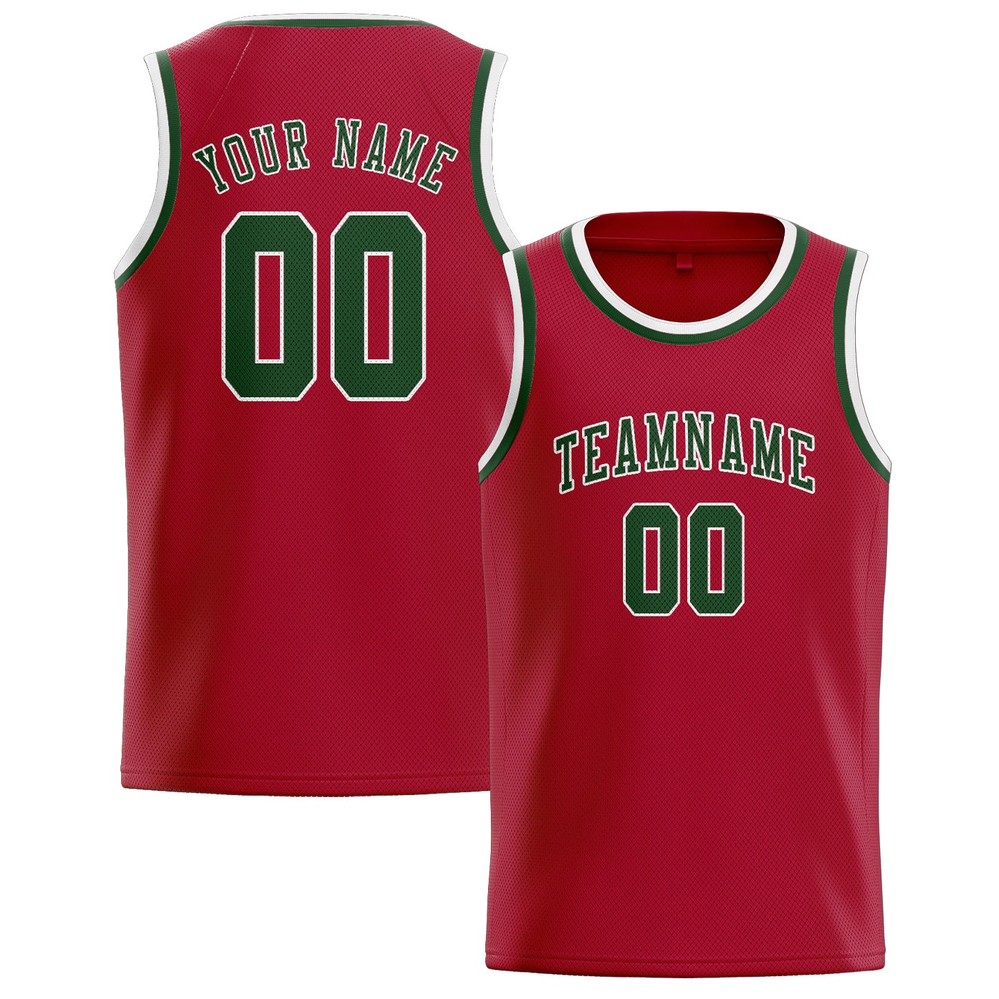 Benutzerdefiniertes Professionelles Rot Tannengrün Basketballtrikot