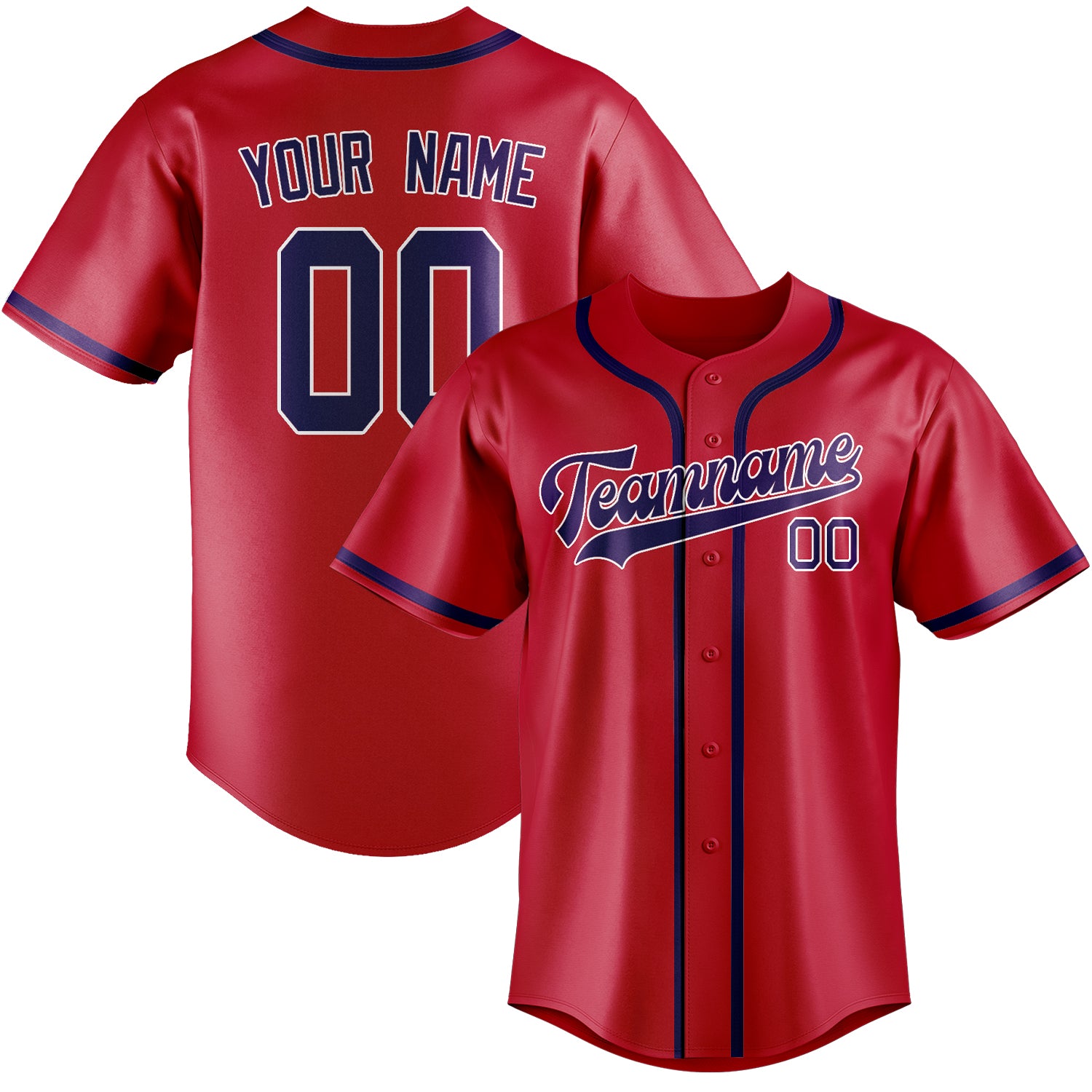 Benutzerdefiniertes Professionelles Rot Lila Baseballtrikot