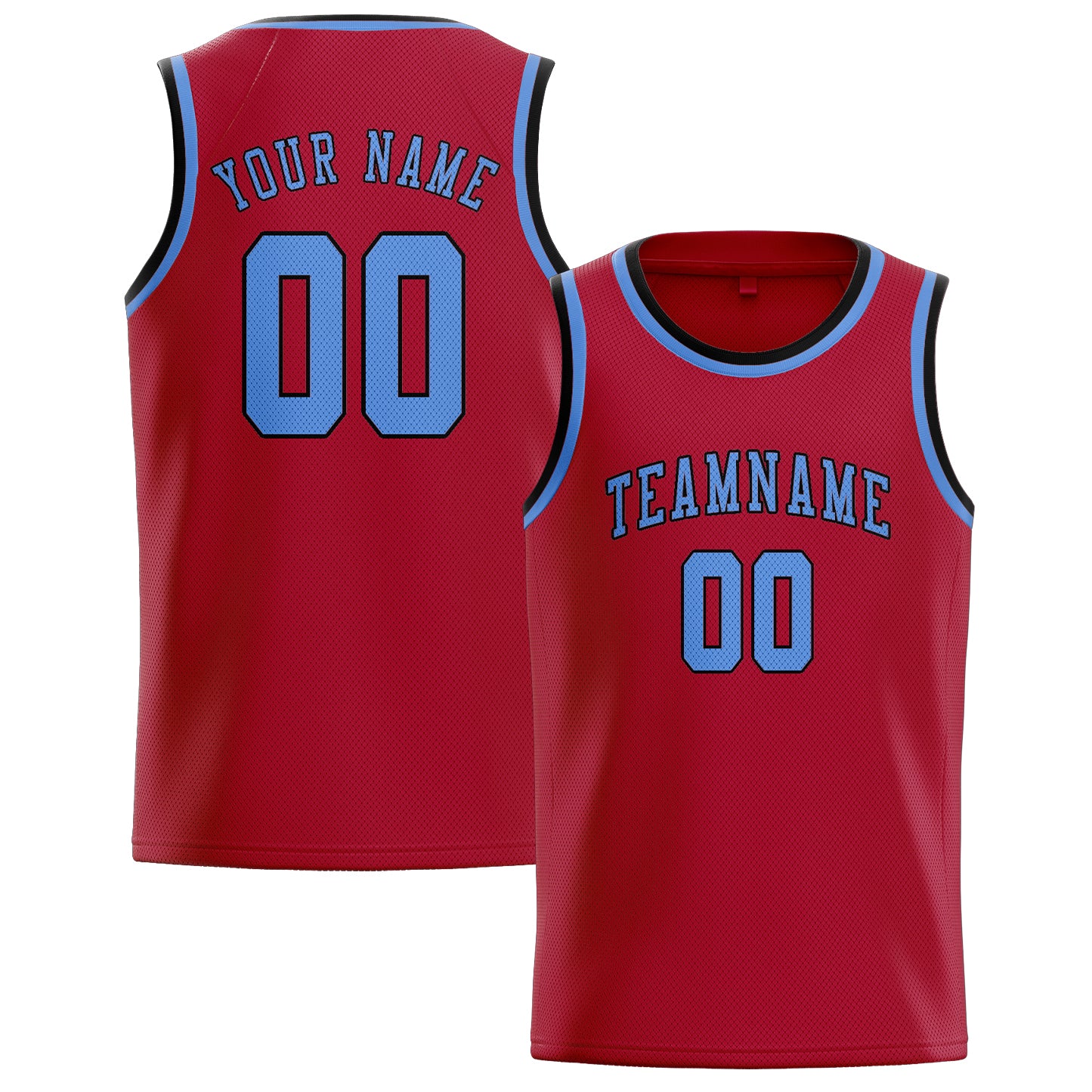 Benutzerdefiniertes Professionelles Rot Hellblau Basketballtrikot