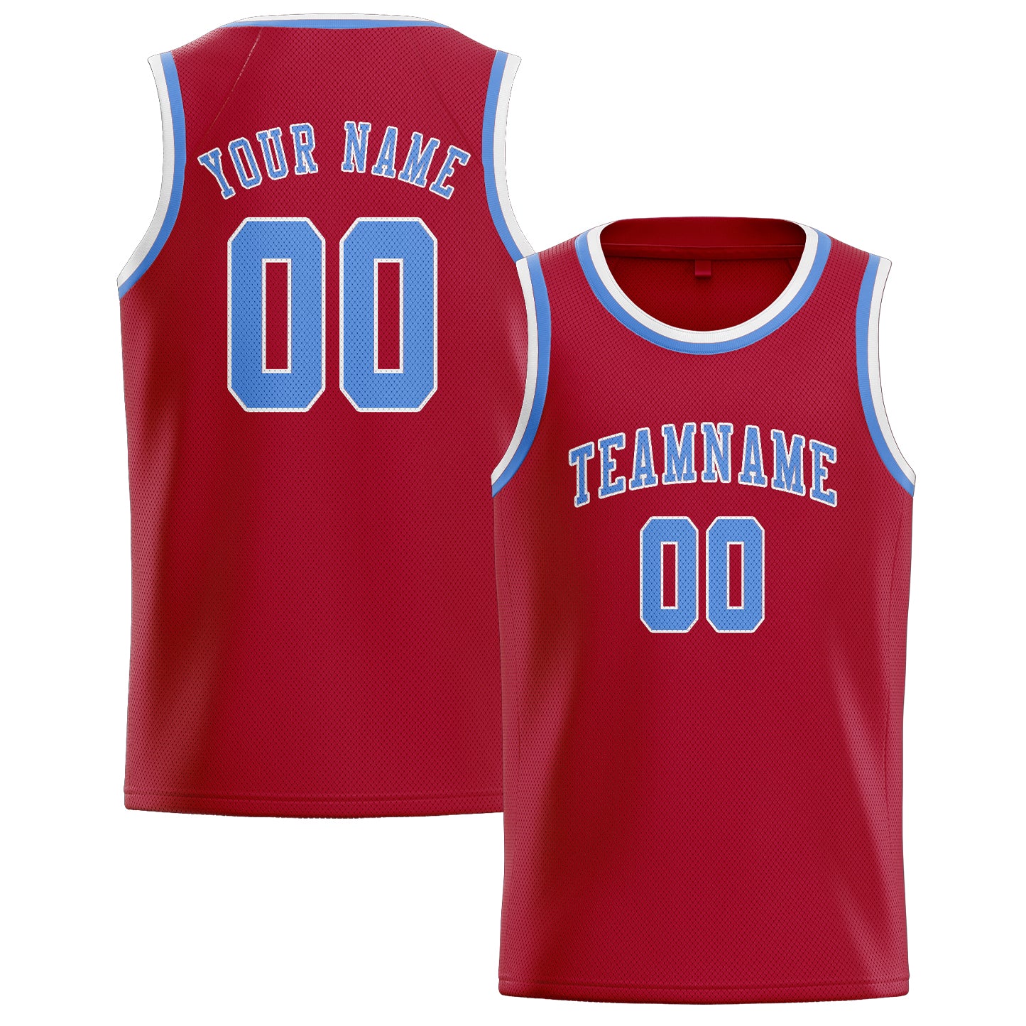 Benutzerdefiniertes Professionelles Rot Hellblau Basketballtrikot