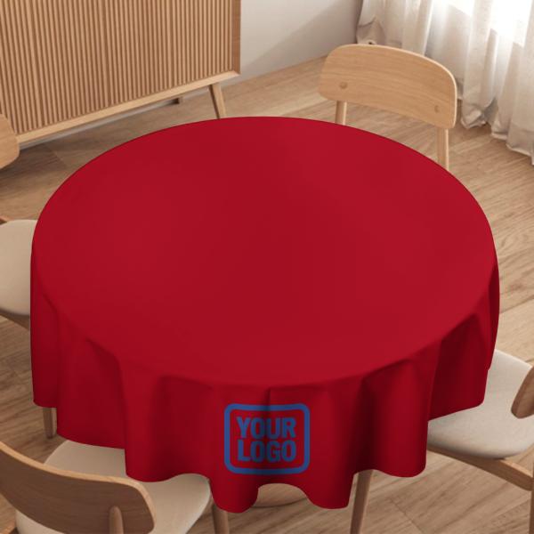 Maßgeschneidertes Rot Himmelblau Runde Tischdecke