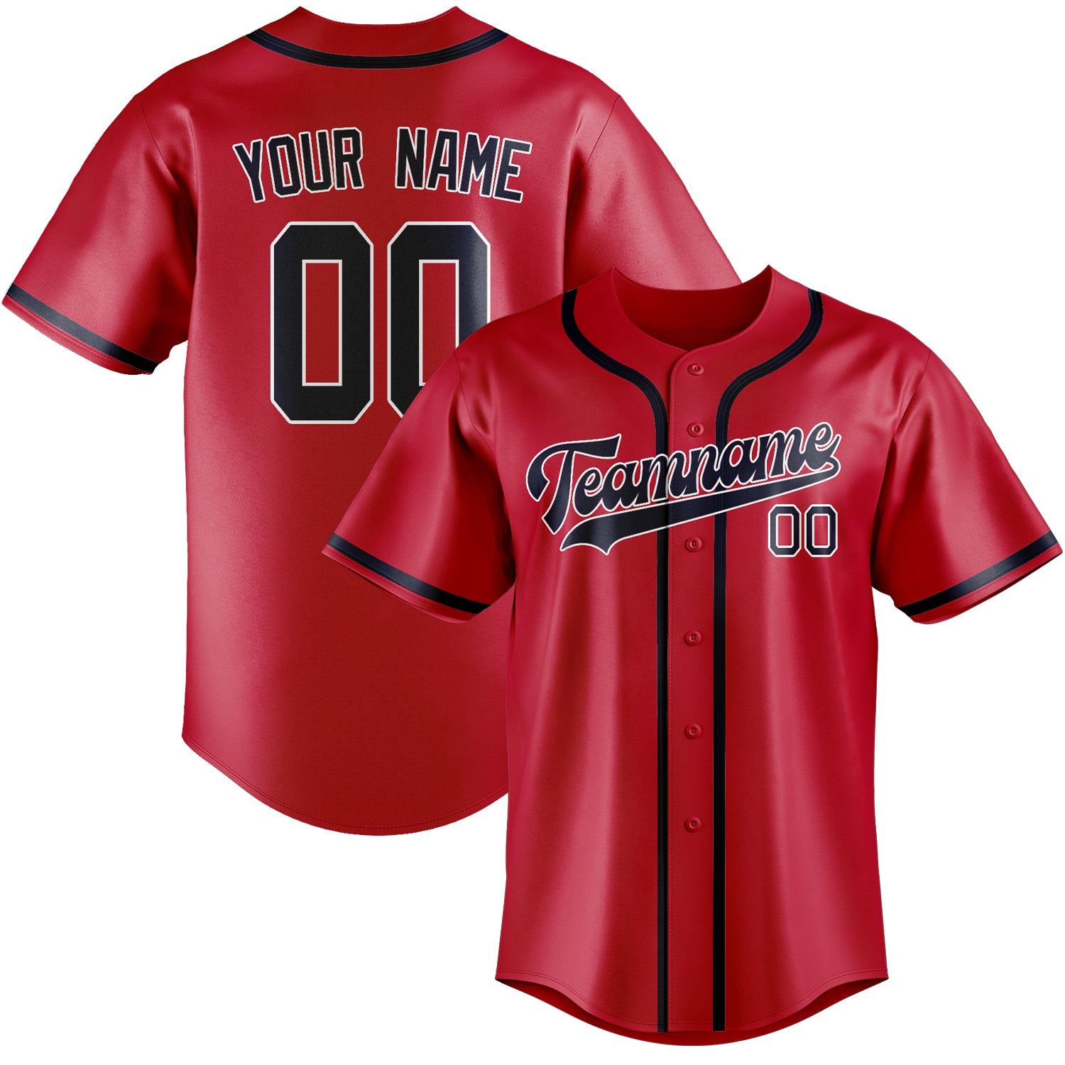 Benutzerdefiniertes Professionelles Rot Stahlblau Baseballtrikot