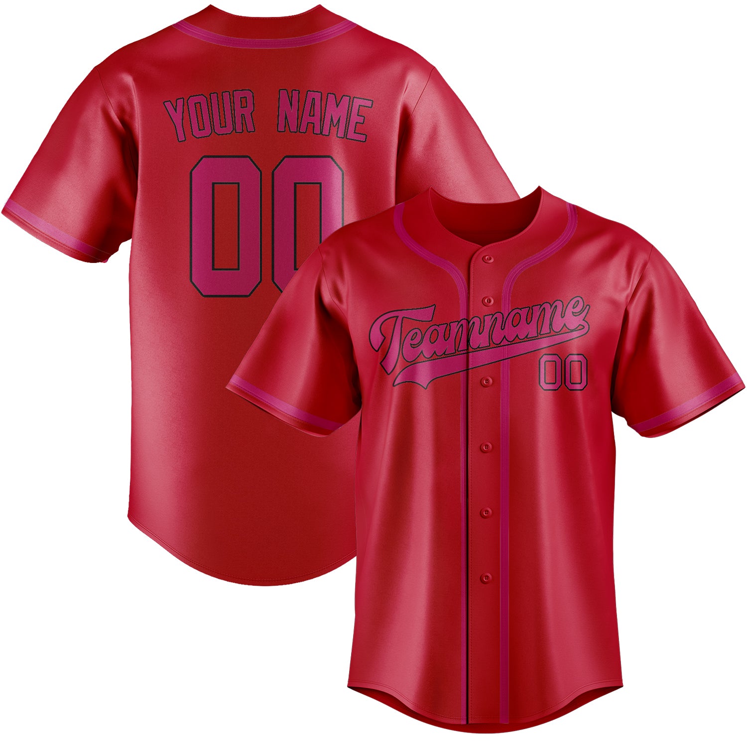 Benutzerdefiniertes Professionelles Rot Rosarot Baseballtrikot