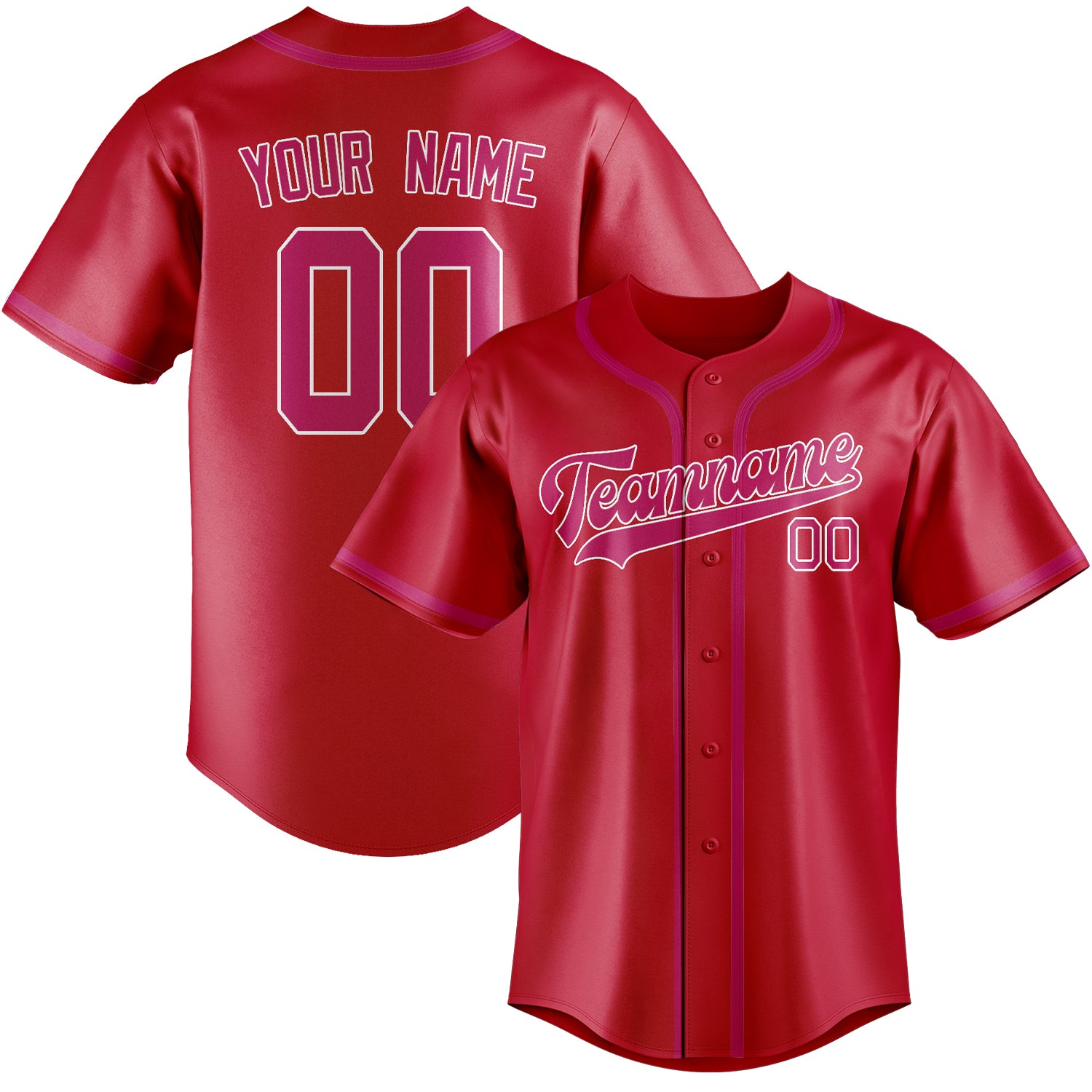 Benutzerdefiniertes Professionelles Rot Rosarot Baseballtrikot