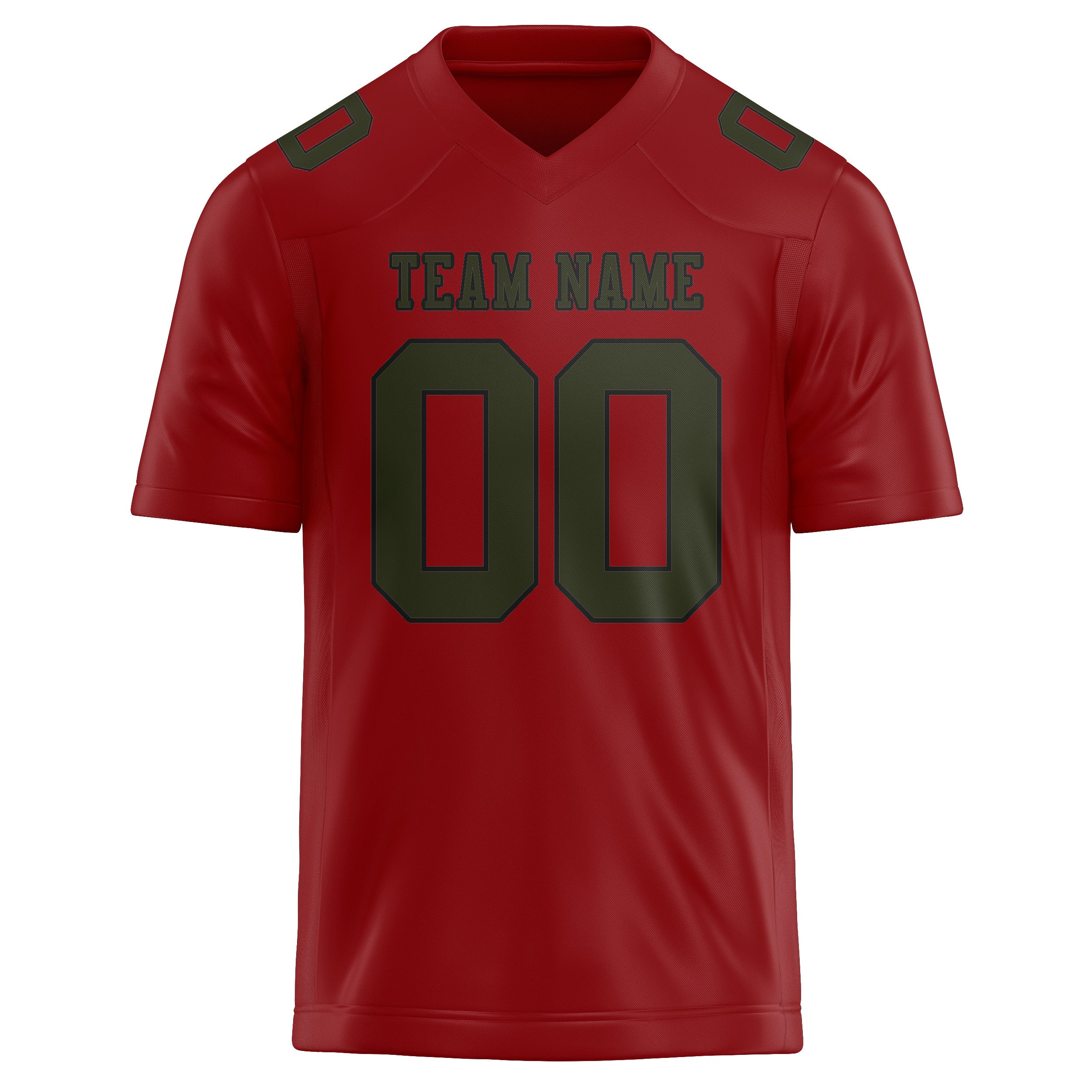 Maßgeschneidertes Professionelles Rot Dunkles Oliv Rugbytrikot