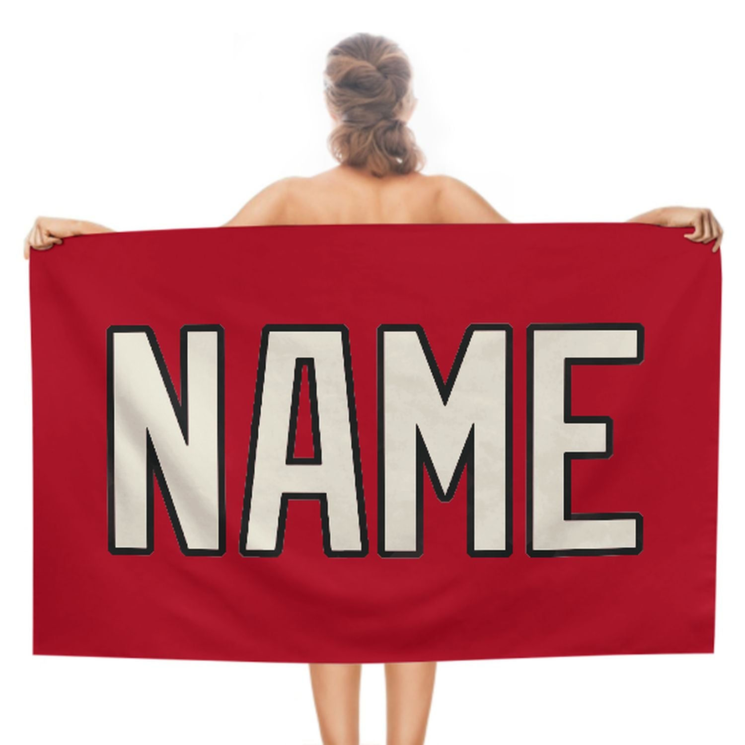 Maßgeschneidertes Rot Beige Strandtuch