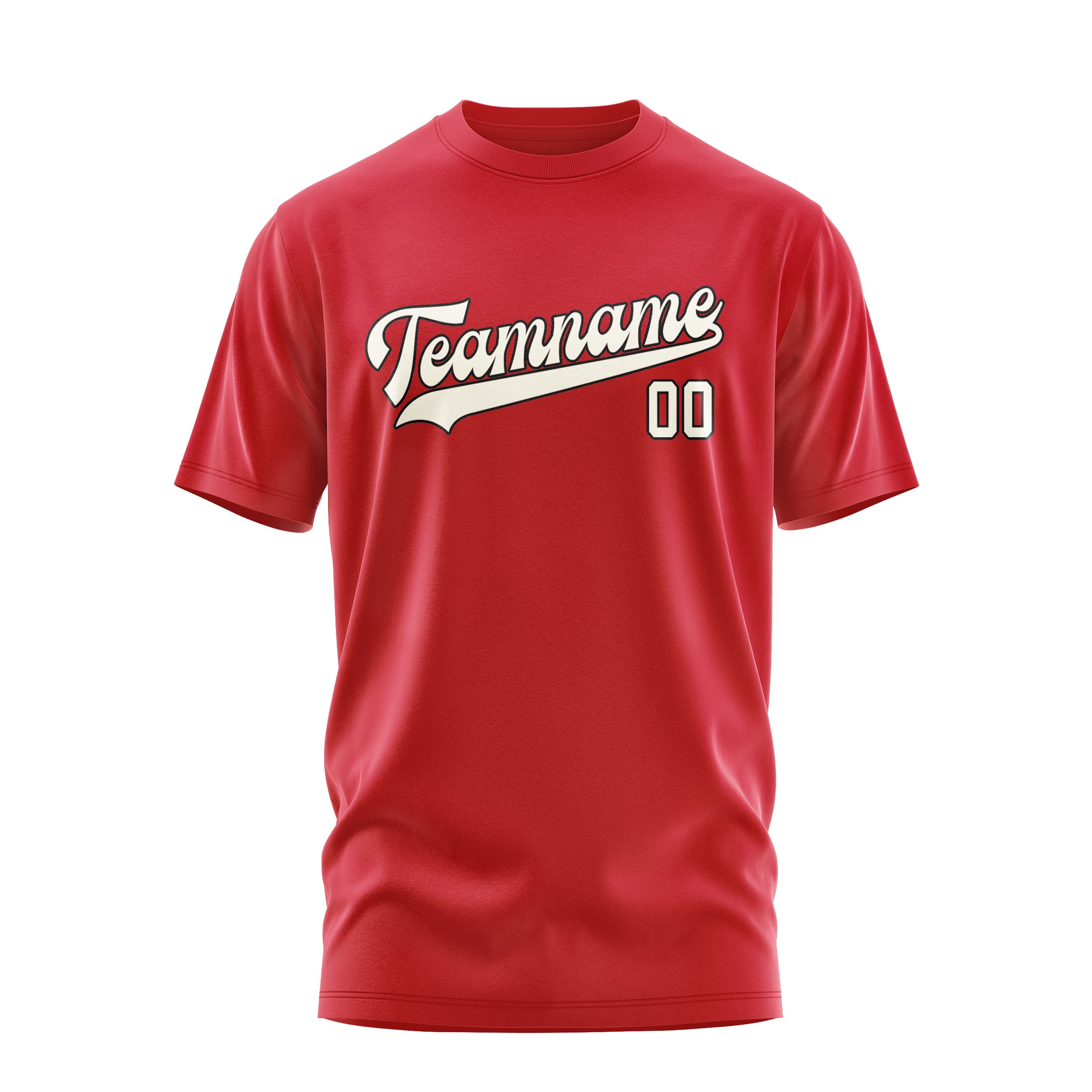 Maßgeschneidertes Rot Beige T-Shirt