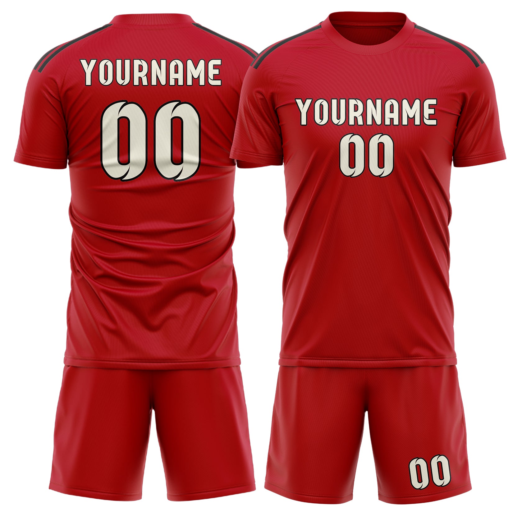 Maßgeschneidertes Professionelles Rot Beige Fußballtrikot-Set