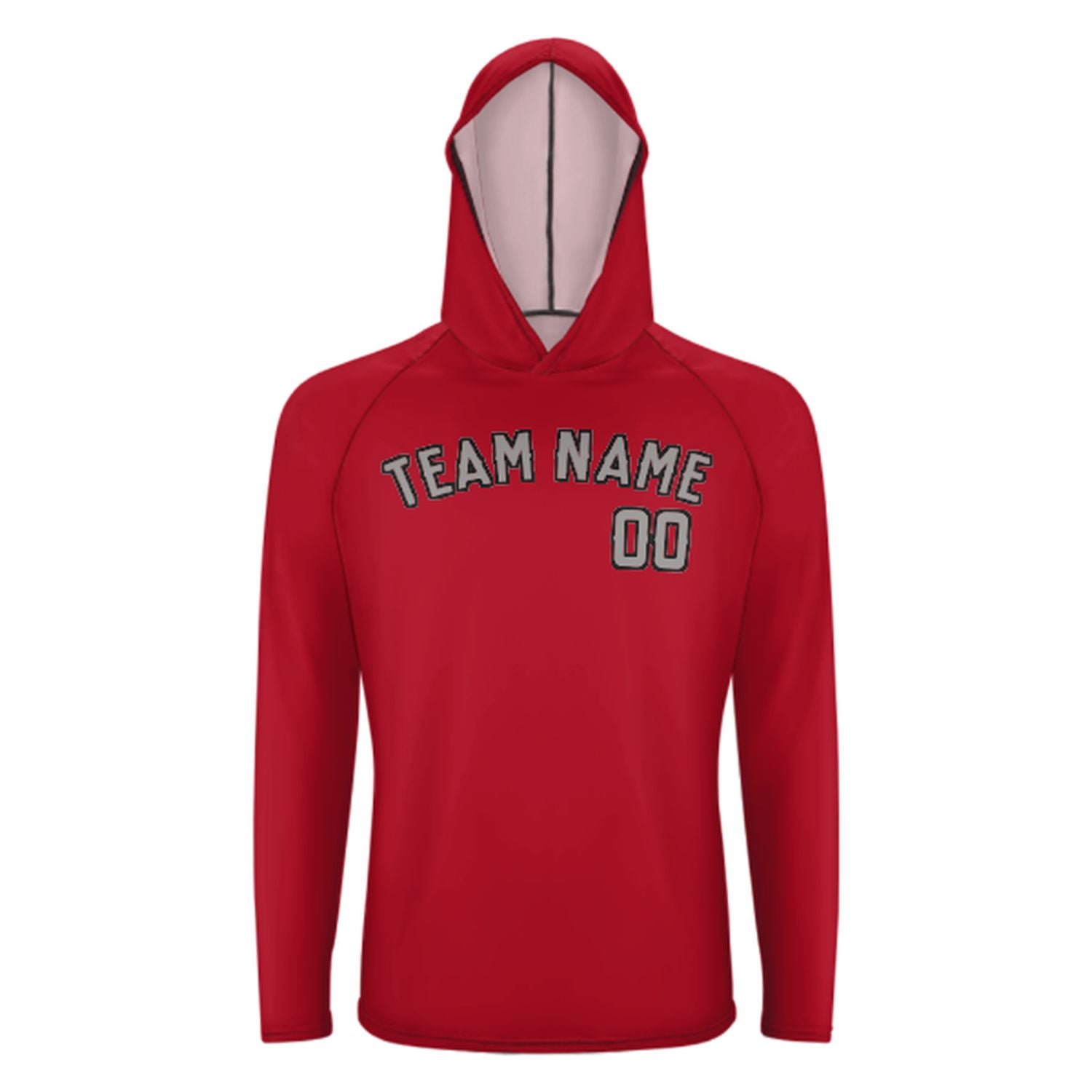 Maßgeschneidertes Rot Grau UV-Hoodie