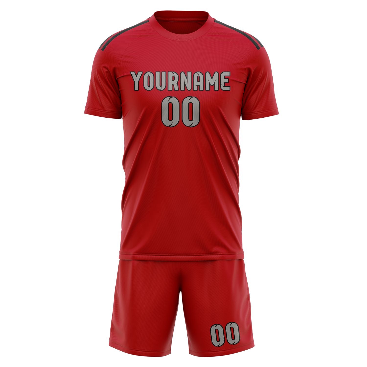 Maßgeschneidertes Professionelles Rot Grau Fußballtrikot-Set