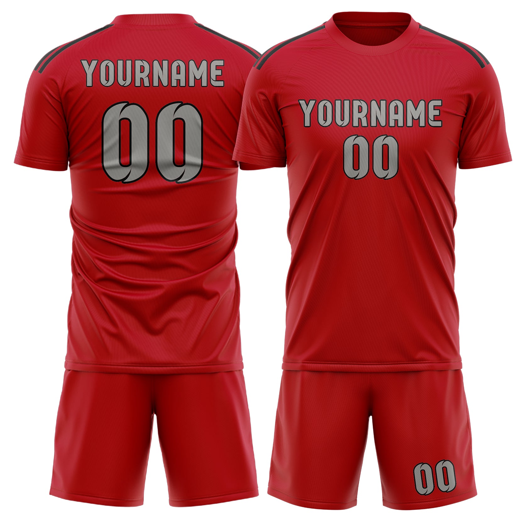 Maßgeschneidertes Professionelles Rot Grau Fußballtrikot-Set