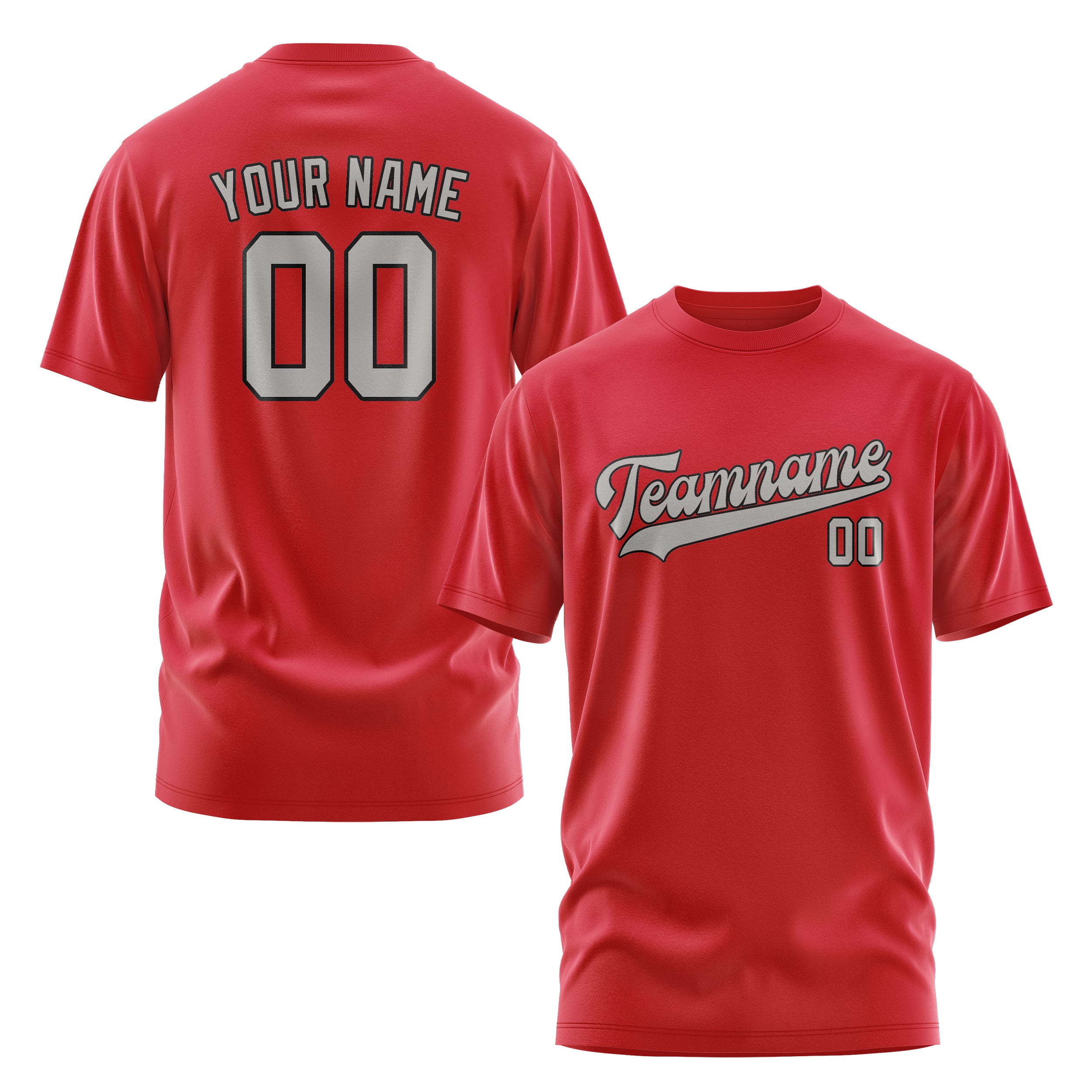 Maßgeschneidertes Rot Grau T-Shirt