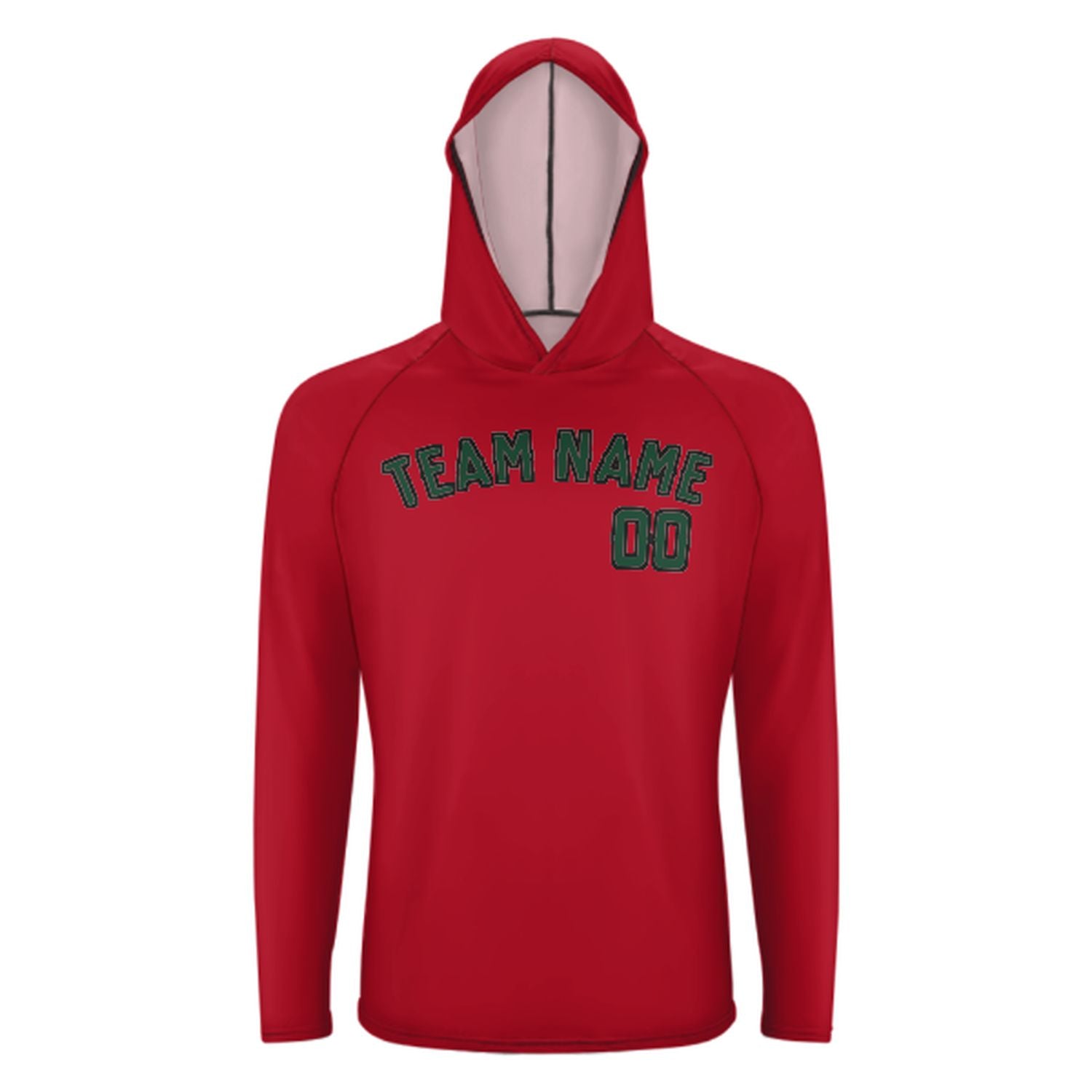 Maßgeschneidertes Rot Moosgrün UV-Hoodie