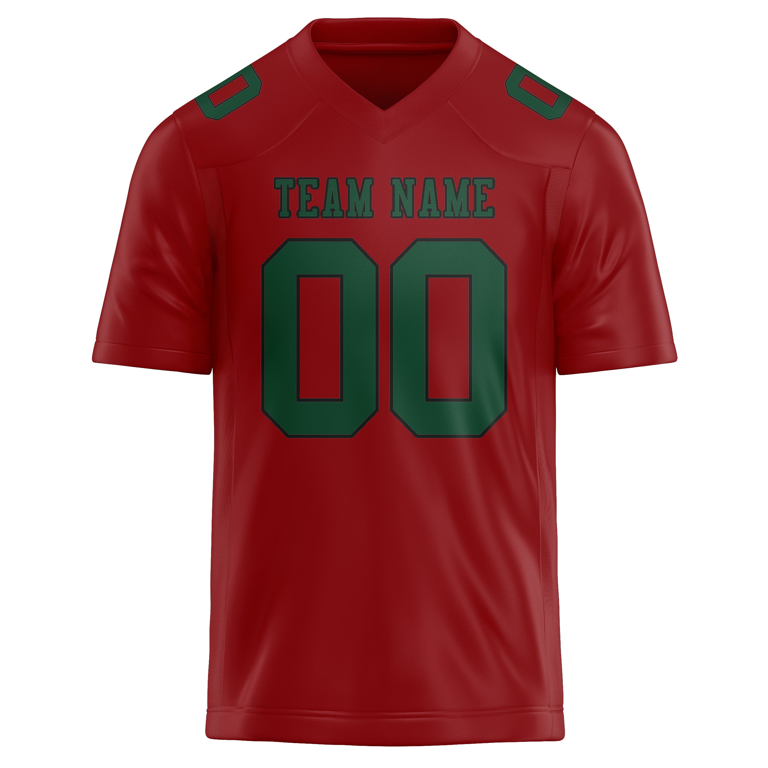 Maßgeschneidertes Professionelles Rot Moosgrün Rugbytrikot