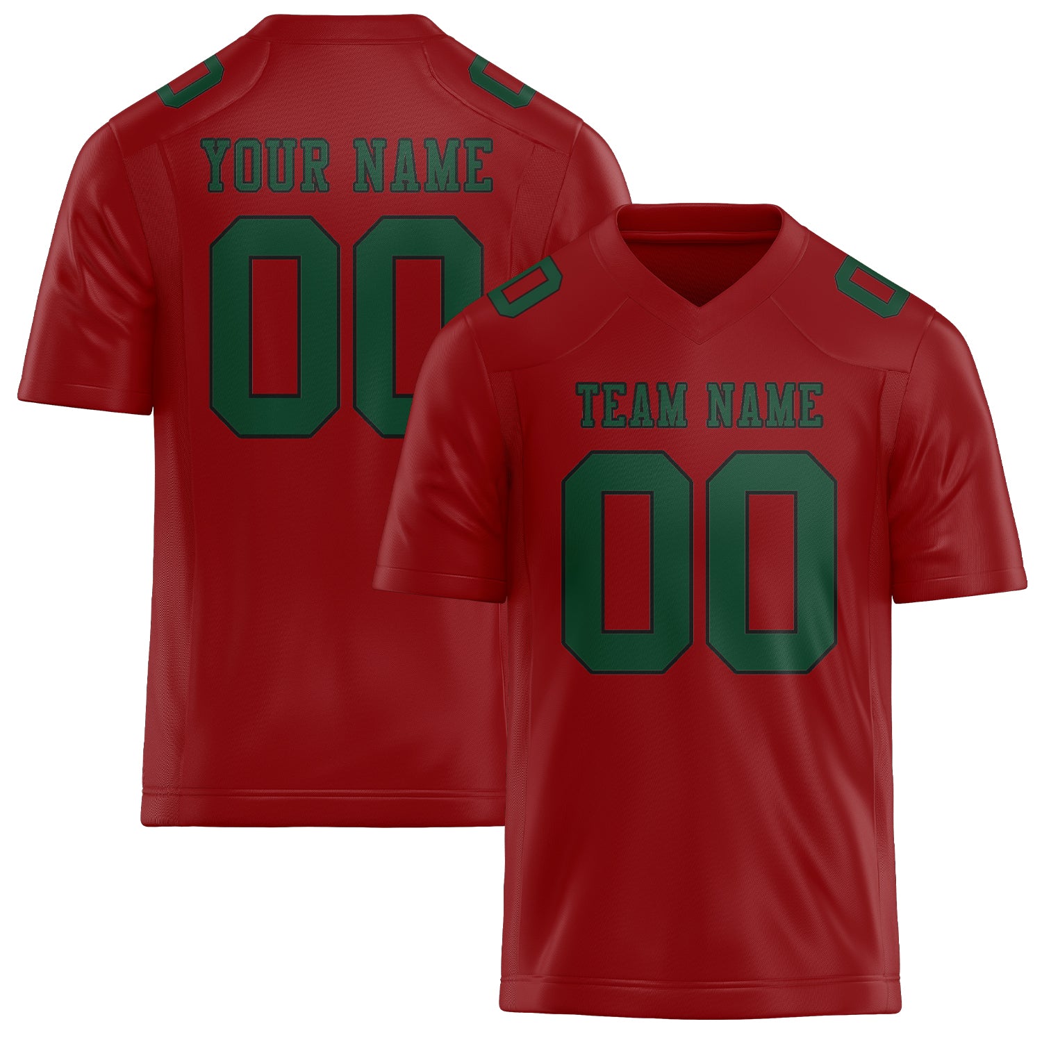 Maßgeschneidertes Professionelles Rot Moosgrün Rugbytrikot