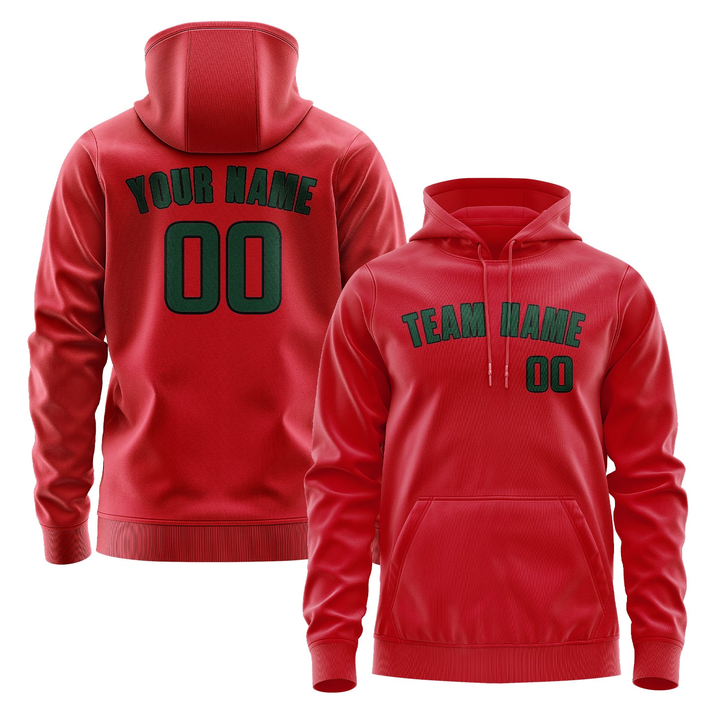 Maßgeschneidertes Rot Moosgrün Hoodie