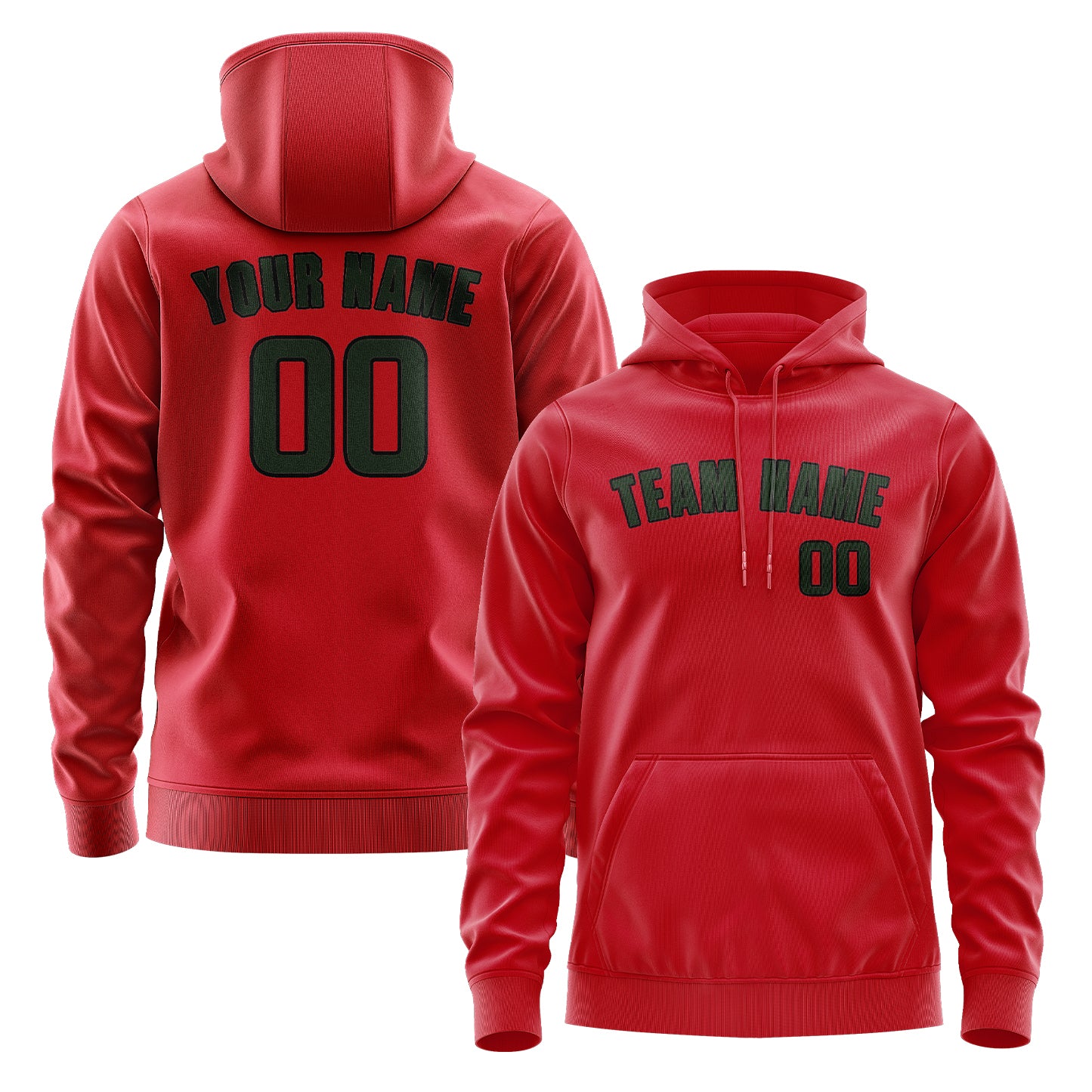 Maßgeschneidertes Rot Tannengrün Hoodie