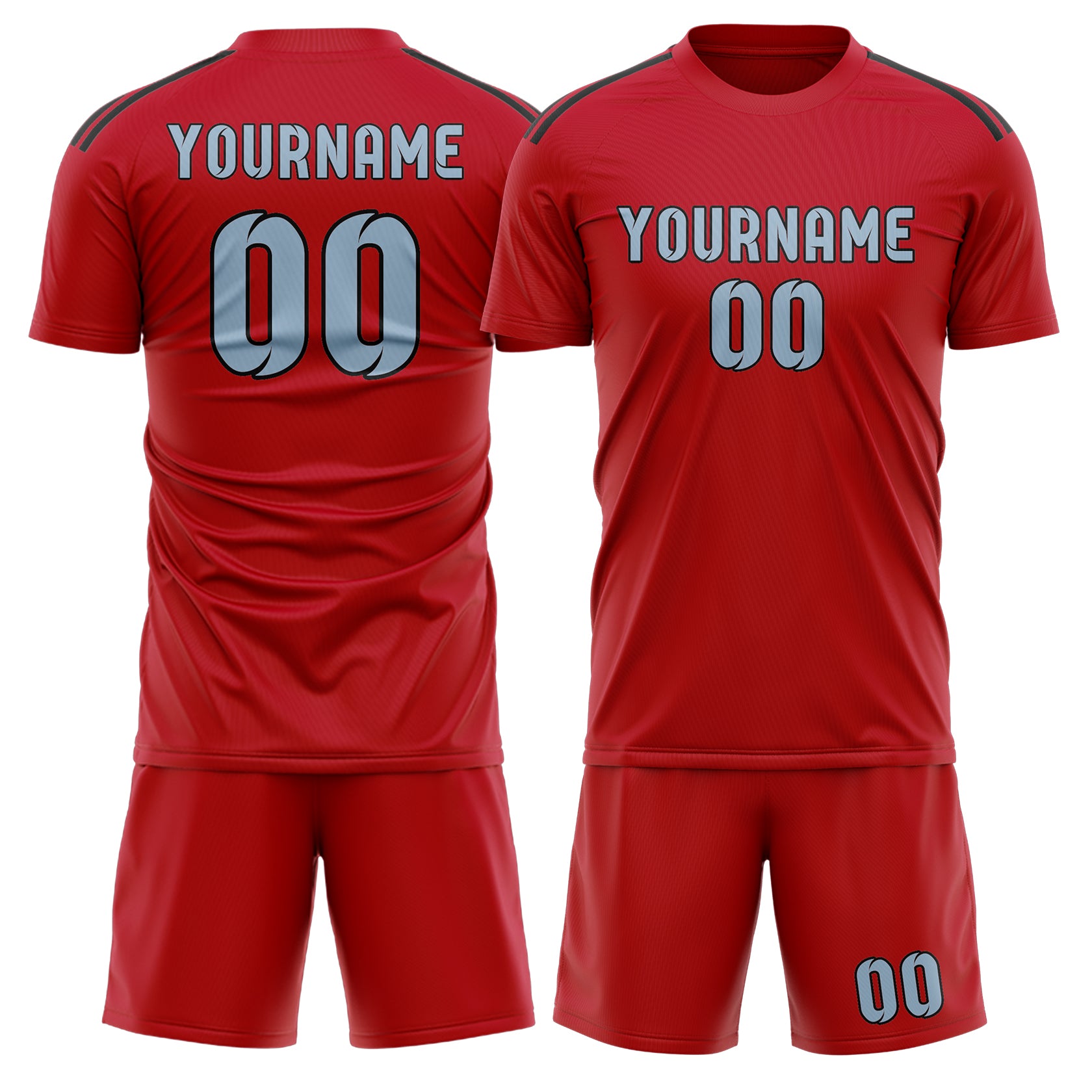 Maßgeschneidertes Professionelles Rot Hellblau Fußballtrikot-Set