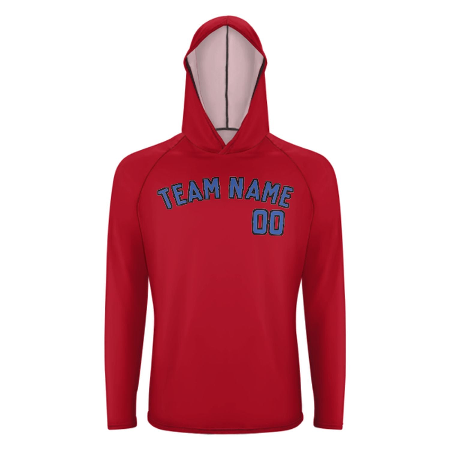 Maßgeschneidertes Rot Himmelblau UV-Hoodie