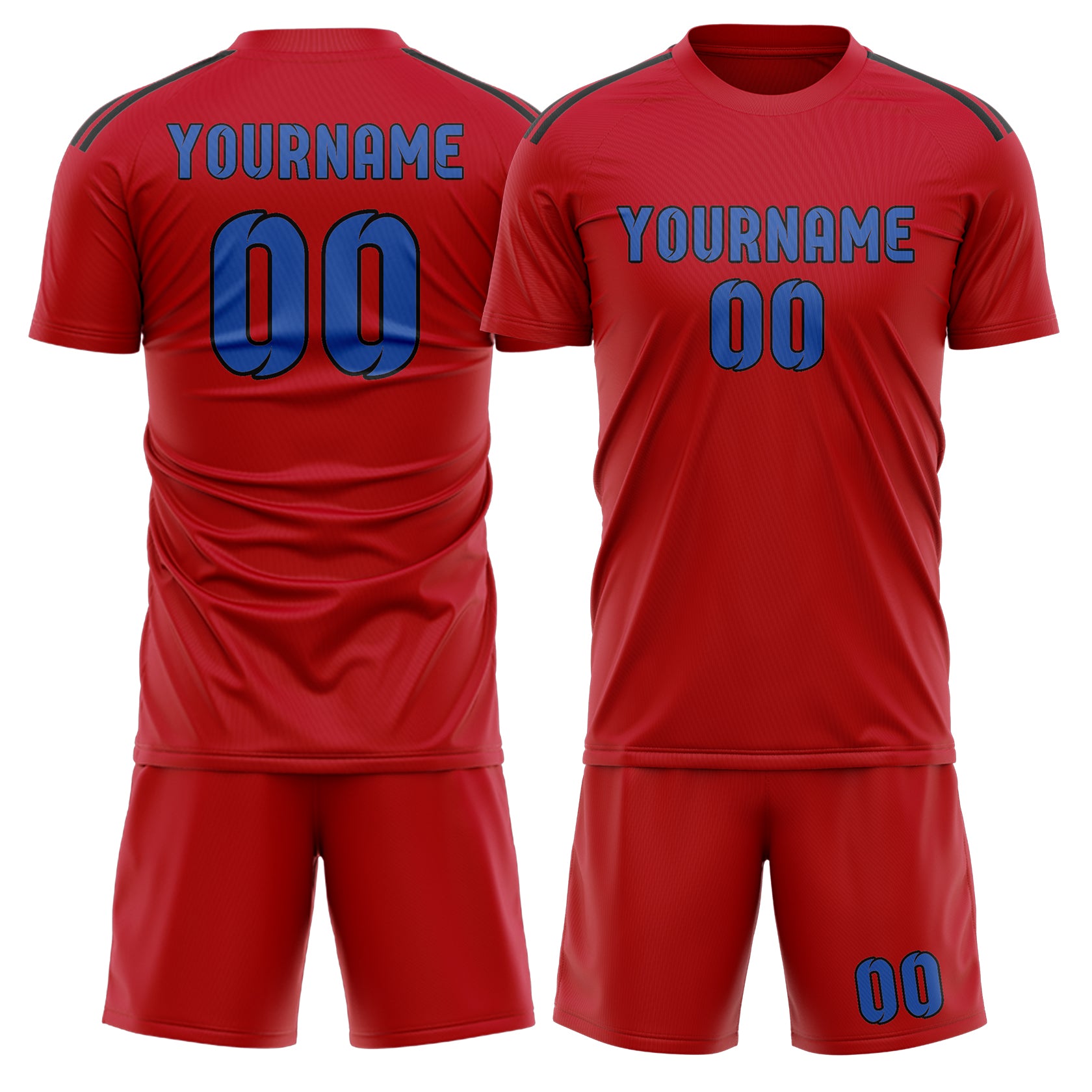Maßgeschneidertes Professionelles Rot Himmelblau Fußballtrikot-Set