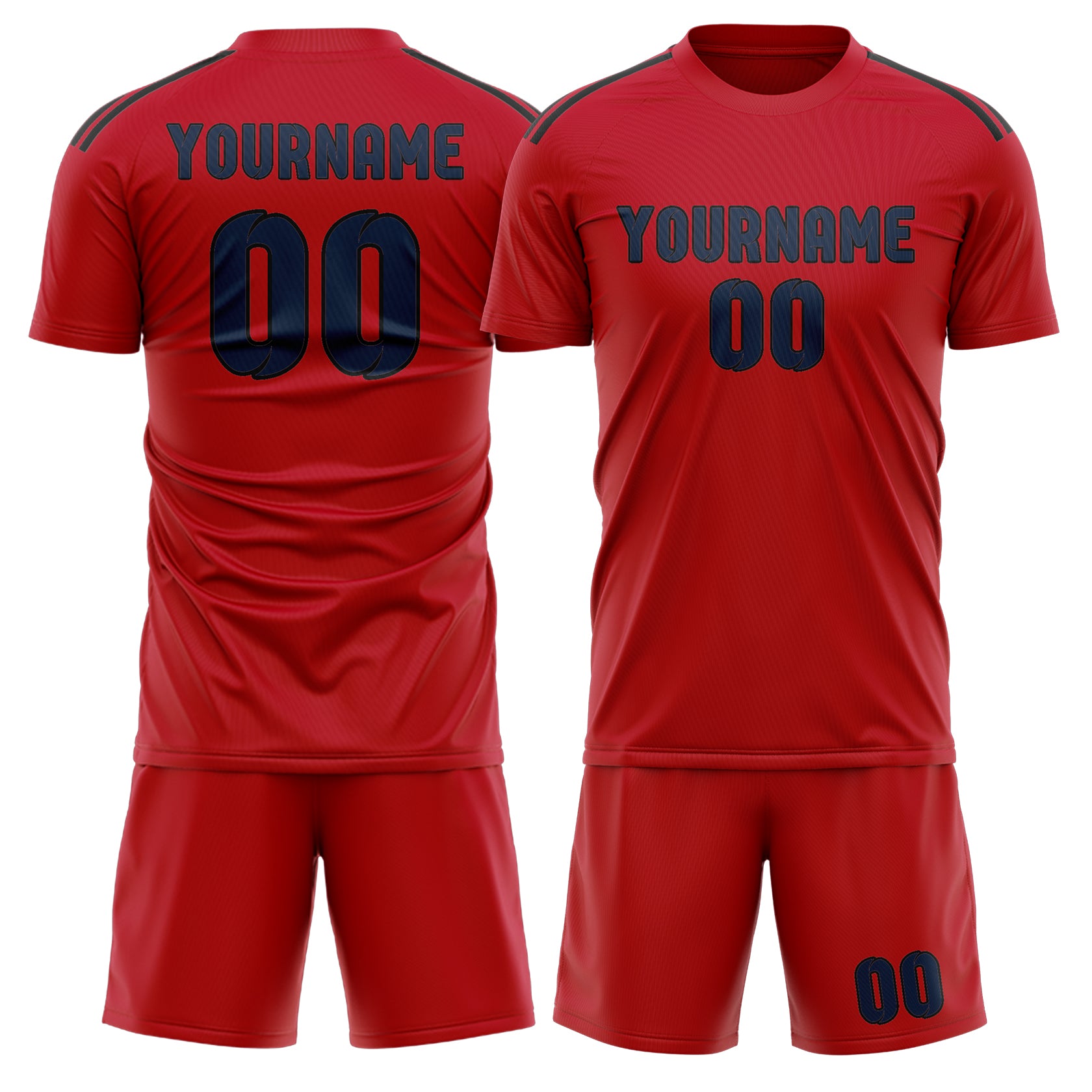 Maßgeschneidertes Professionelles Rot Marineblau Fußballtrikot-Set