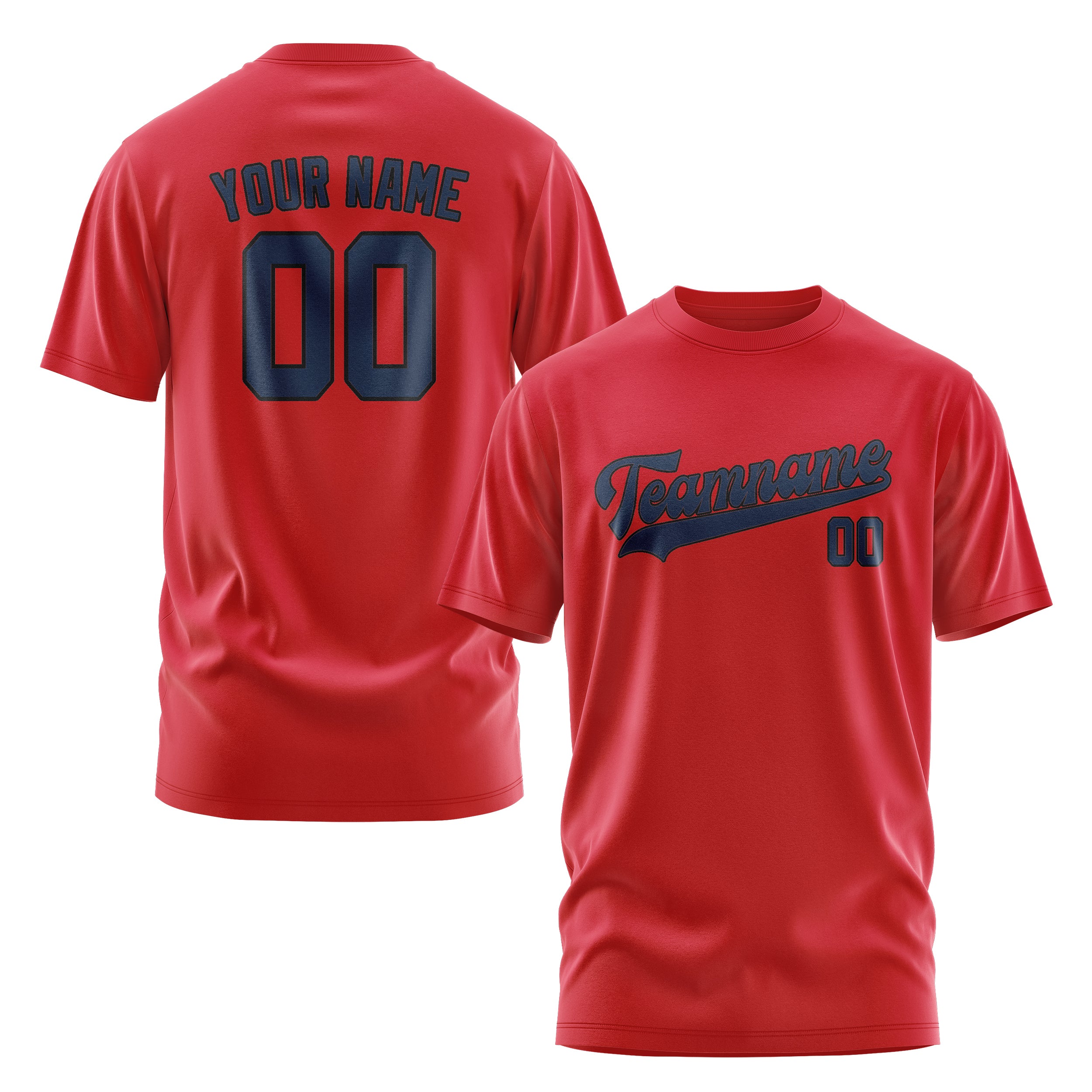 Maßgeschneidertes Rot Marineblau T-Shirt