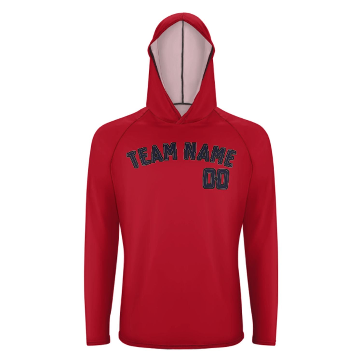 Maßgeschneidertes Rot Stahlblau UV-Hoodie