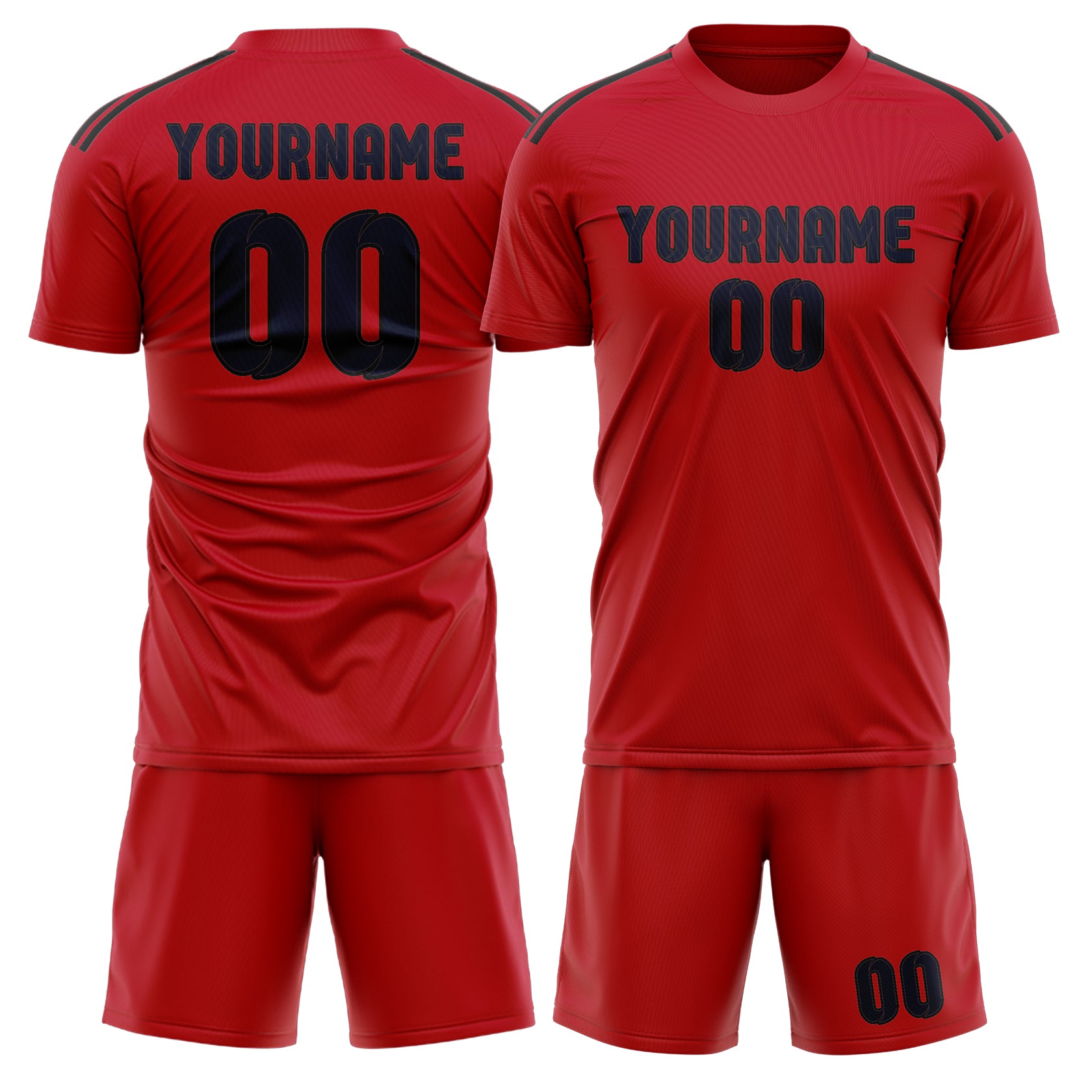 Maßgeschneidertes Professionelles Rot Stahlblau Fußballtrikot-Set