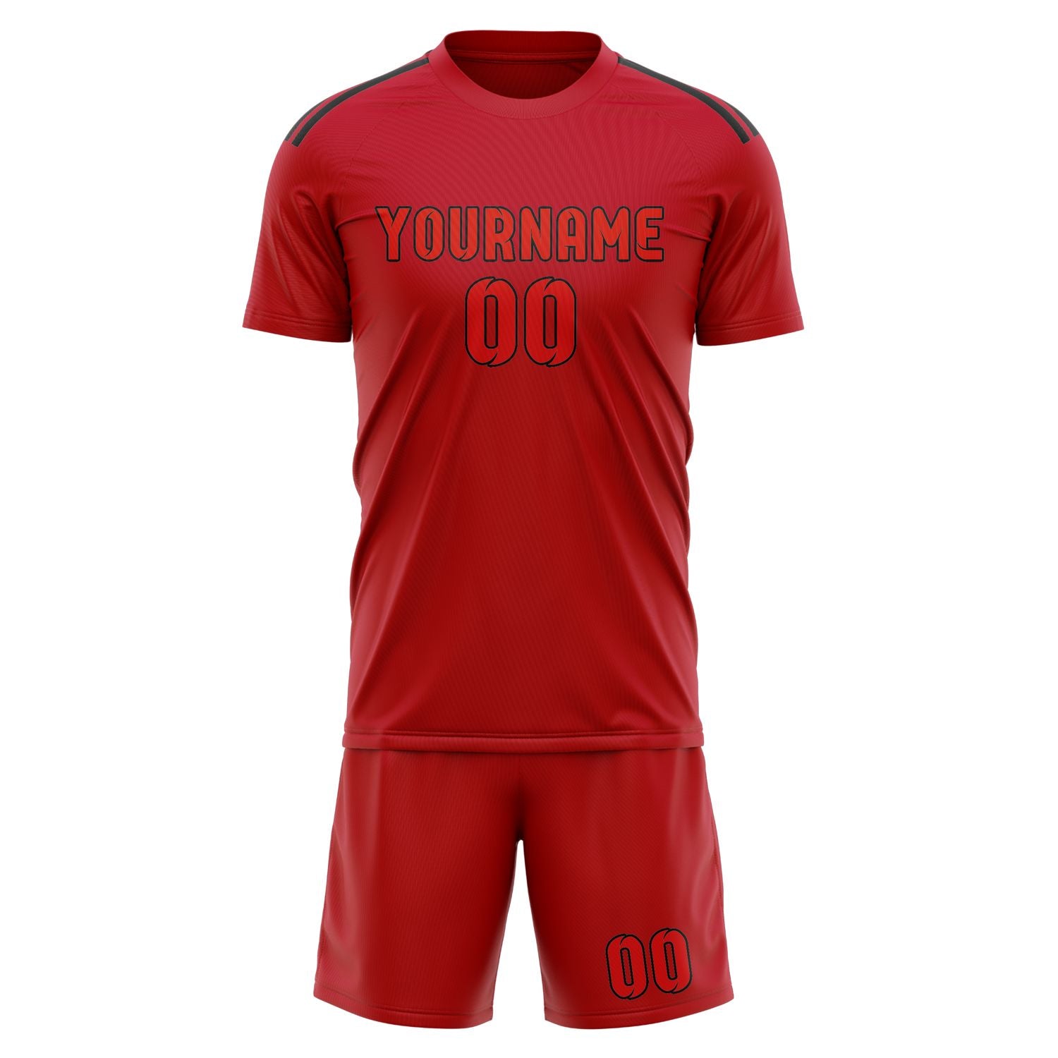 Maßgeschneidertes Professionelles Rot Orangerot Fußballtrikot-Set