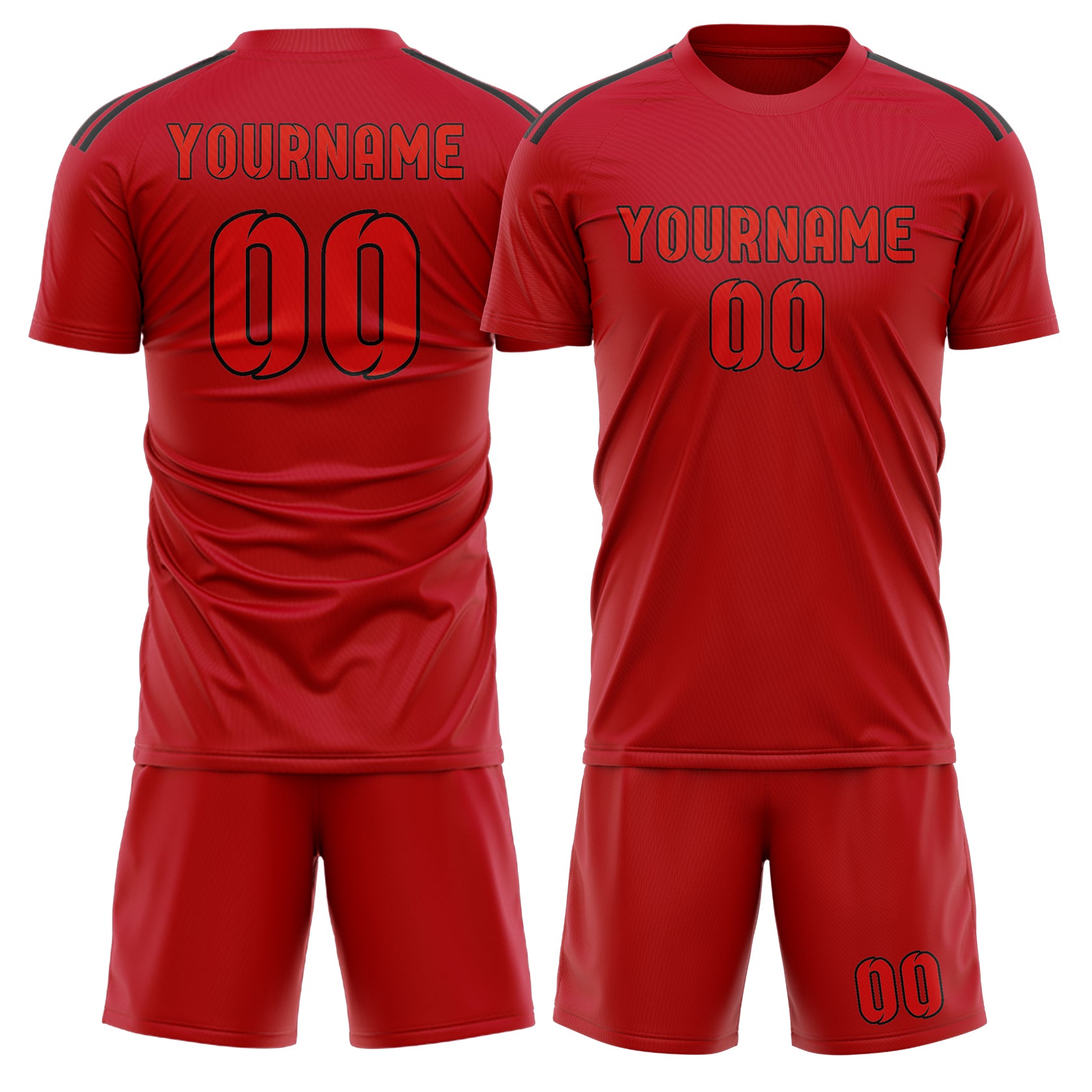 Maßgeschneidertes Professionelles Rot Orangerot Fußballtrikot-Set