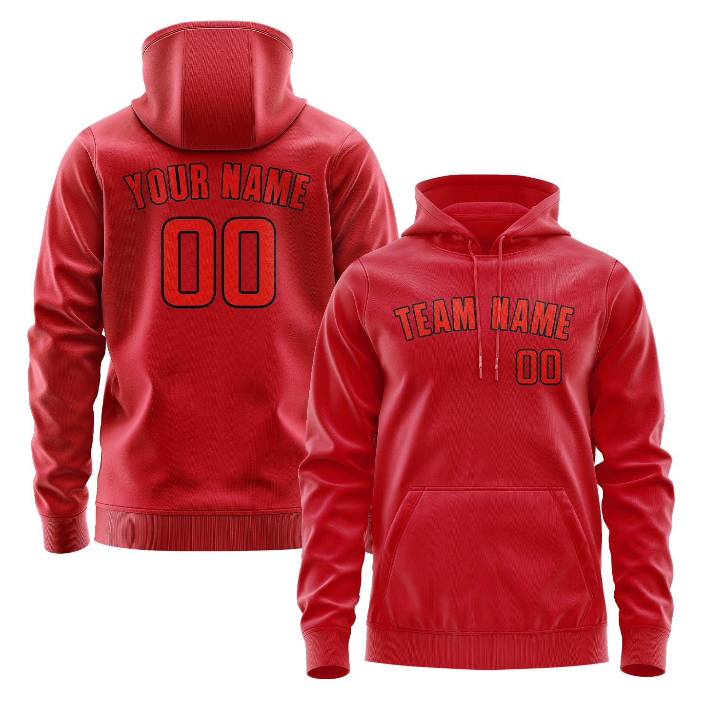 Maßgeschneidertes Rot Orangerot Hoodie