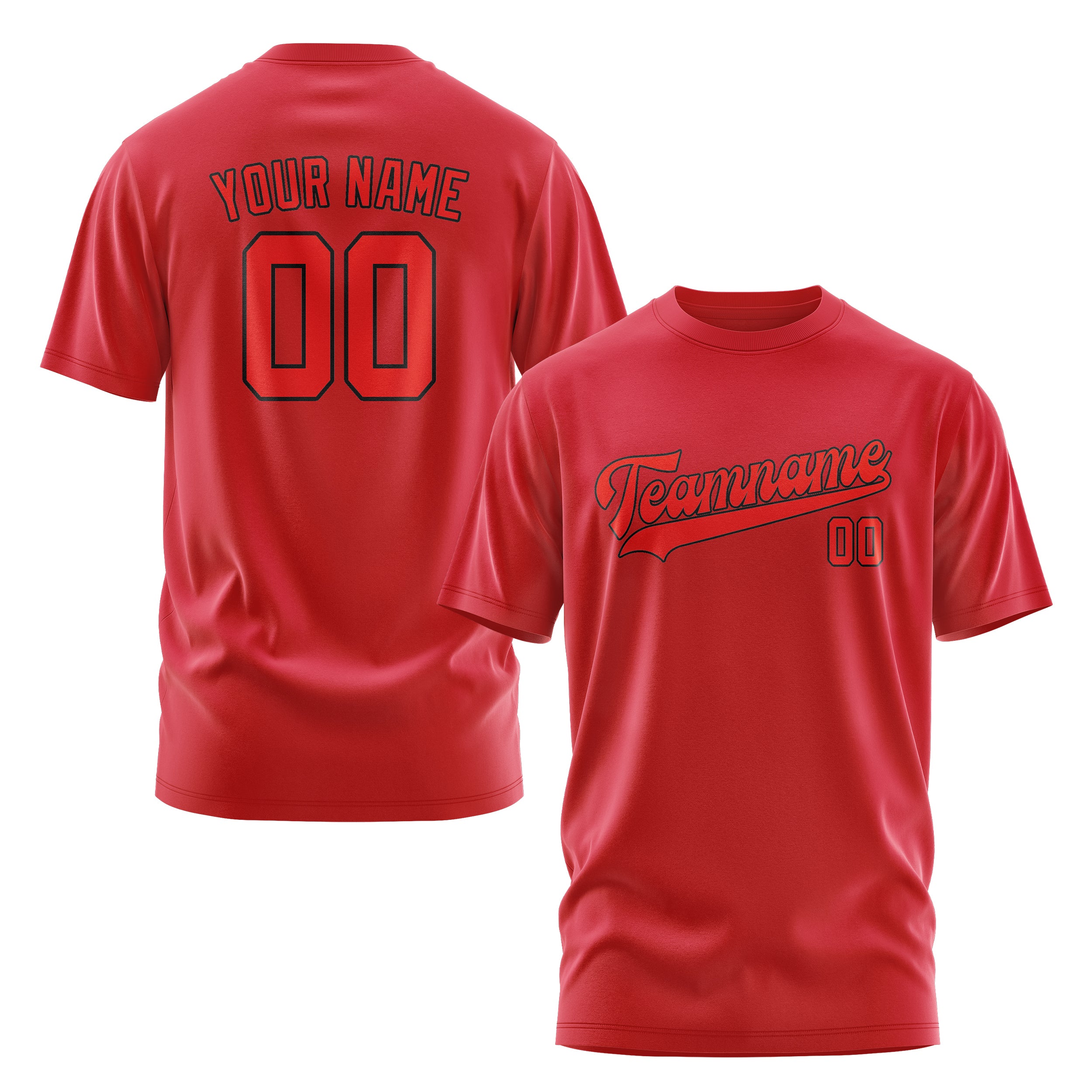 Maßgeschneidertes Rot Orangerot T-Shirt