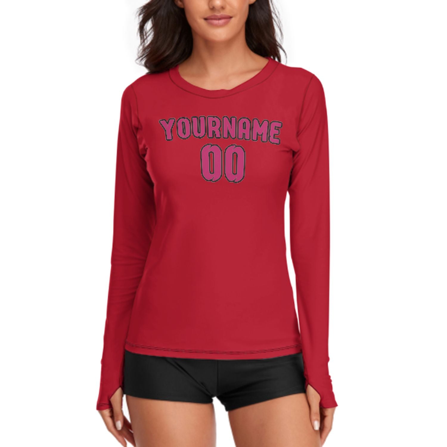 Maßgeschneidertes Rot Rosarot Damen Langarmshirt