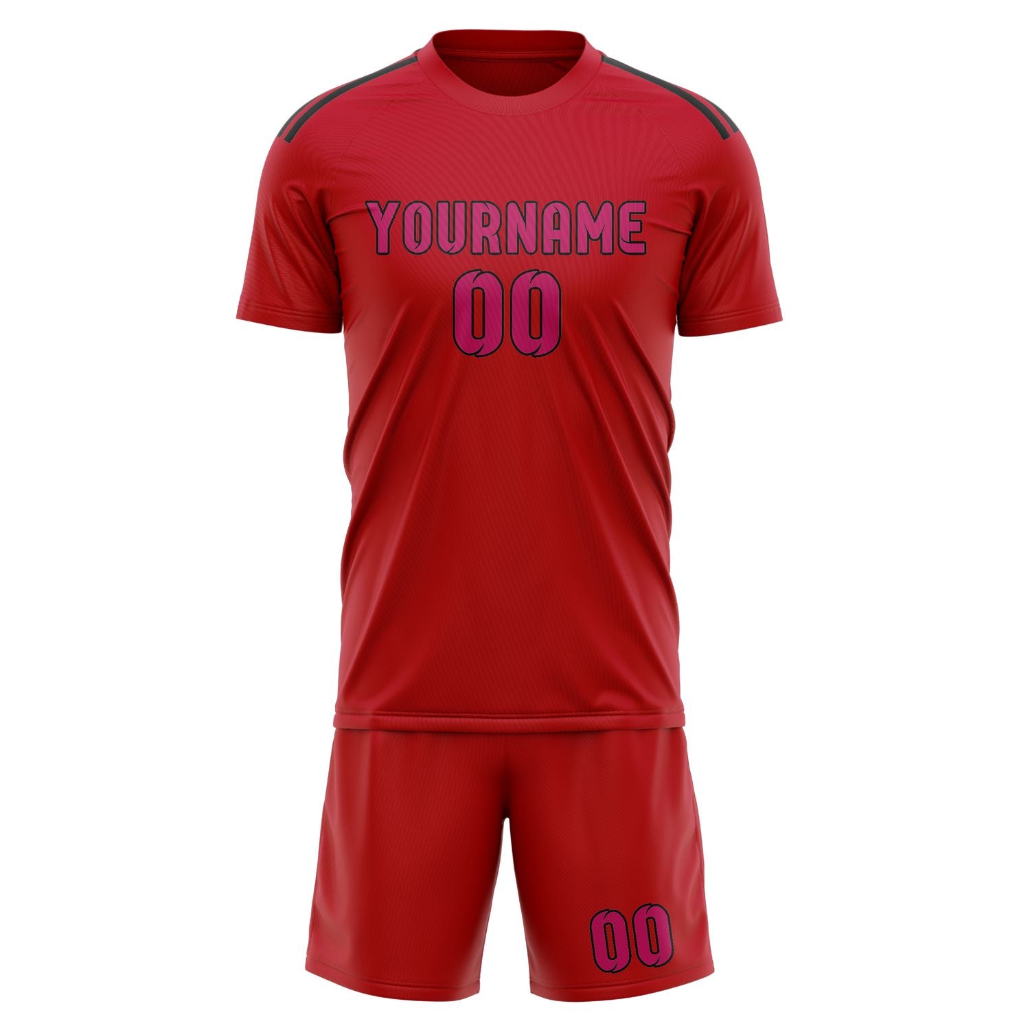 Maßgeschneidertes Professionelles Rot Rosarot Fußballtrikot-Set