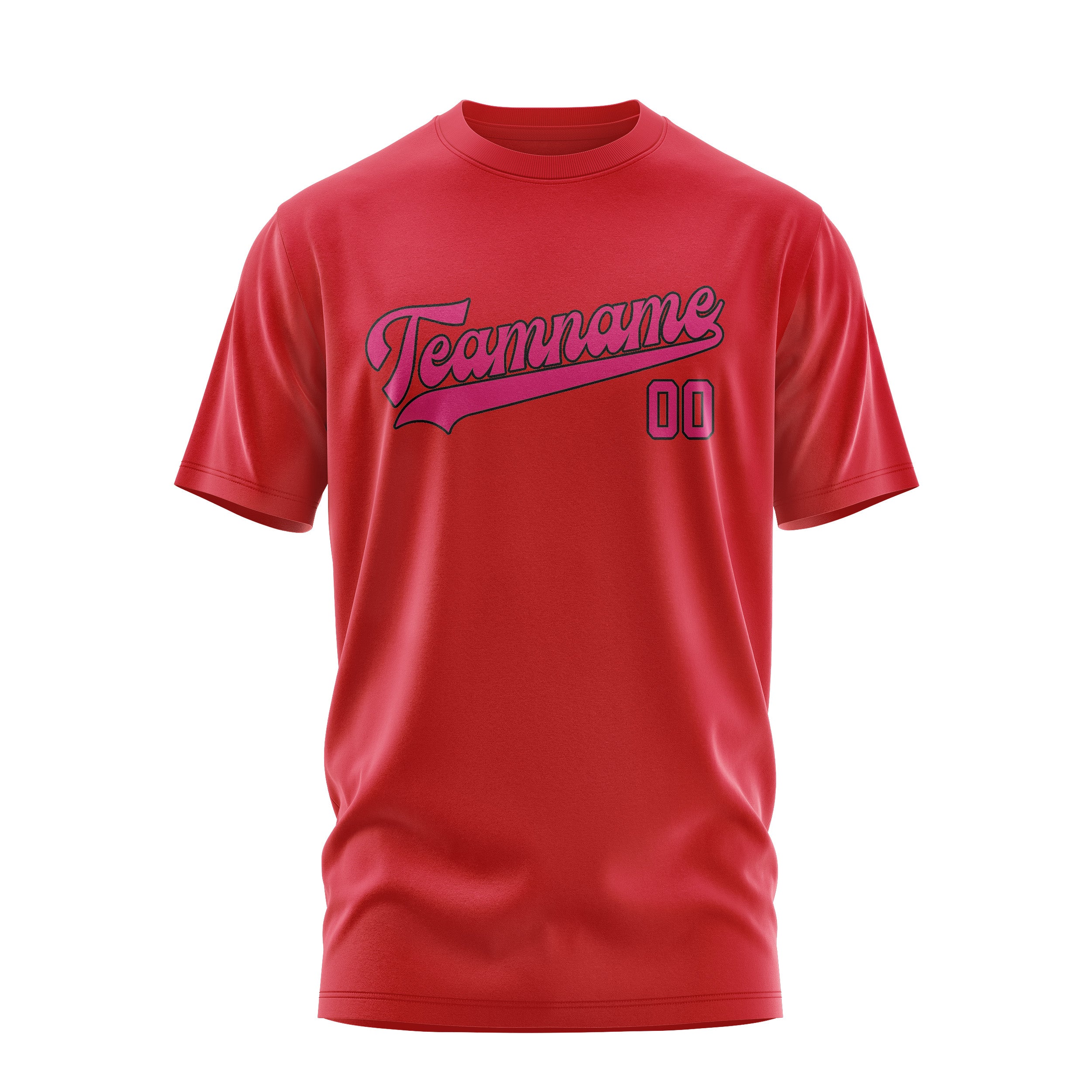 Maßgeschneidertes Rot Rosarot T-Shirt