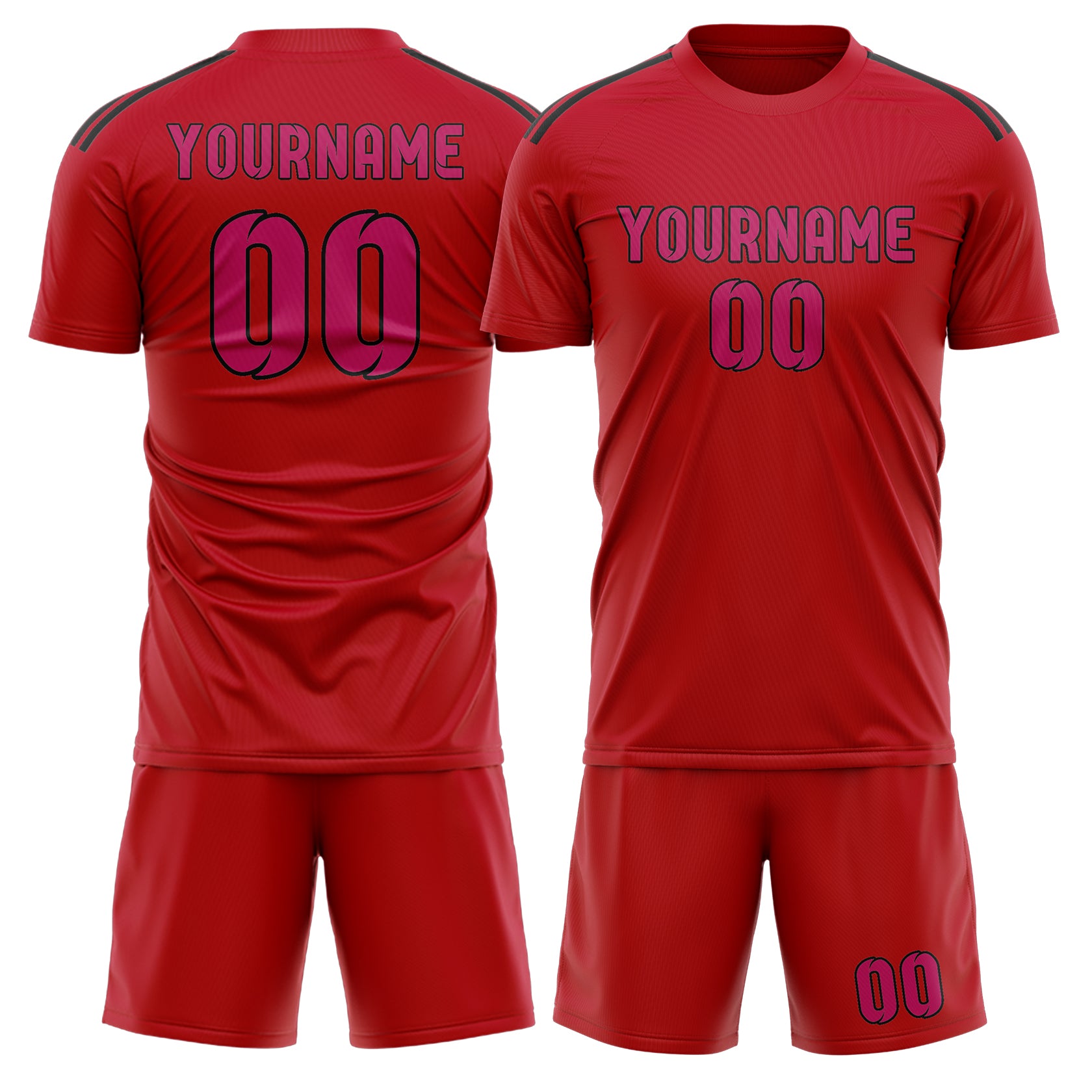Maßgeschneidertes Professionelles Rot Rosarot Fußballtrikot-Set