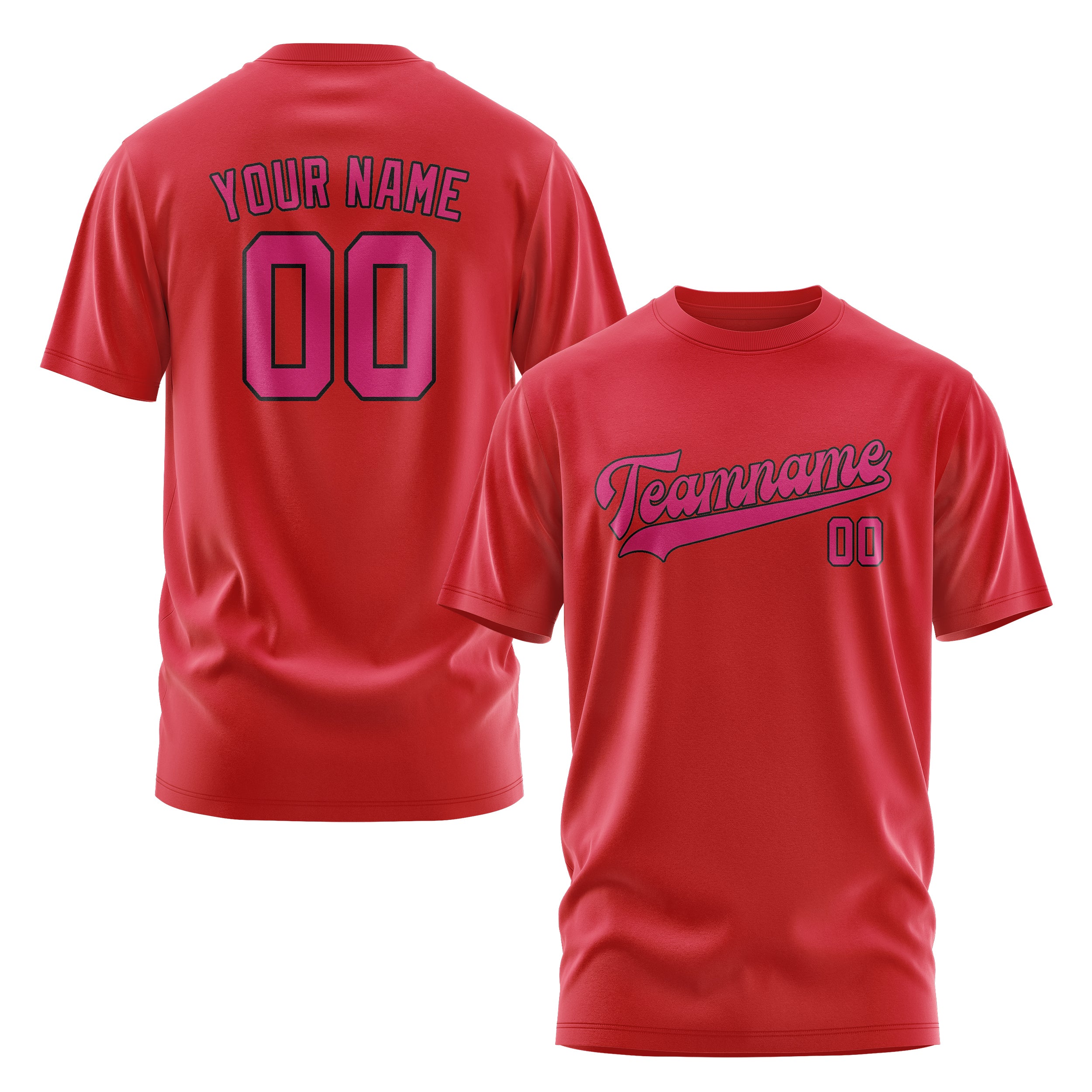 Maßgeschneidertes Rot Rosarot T-Shirt
