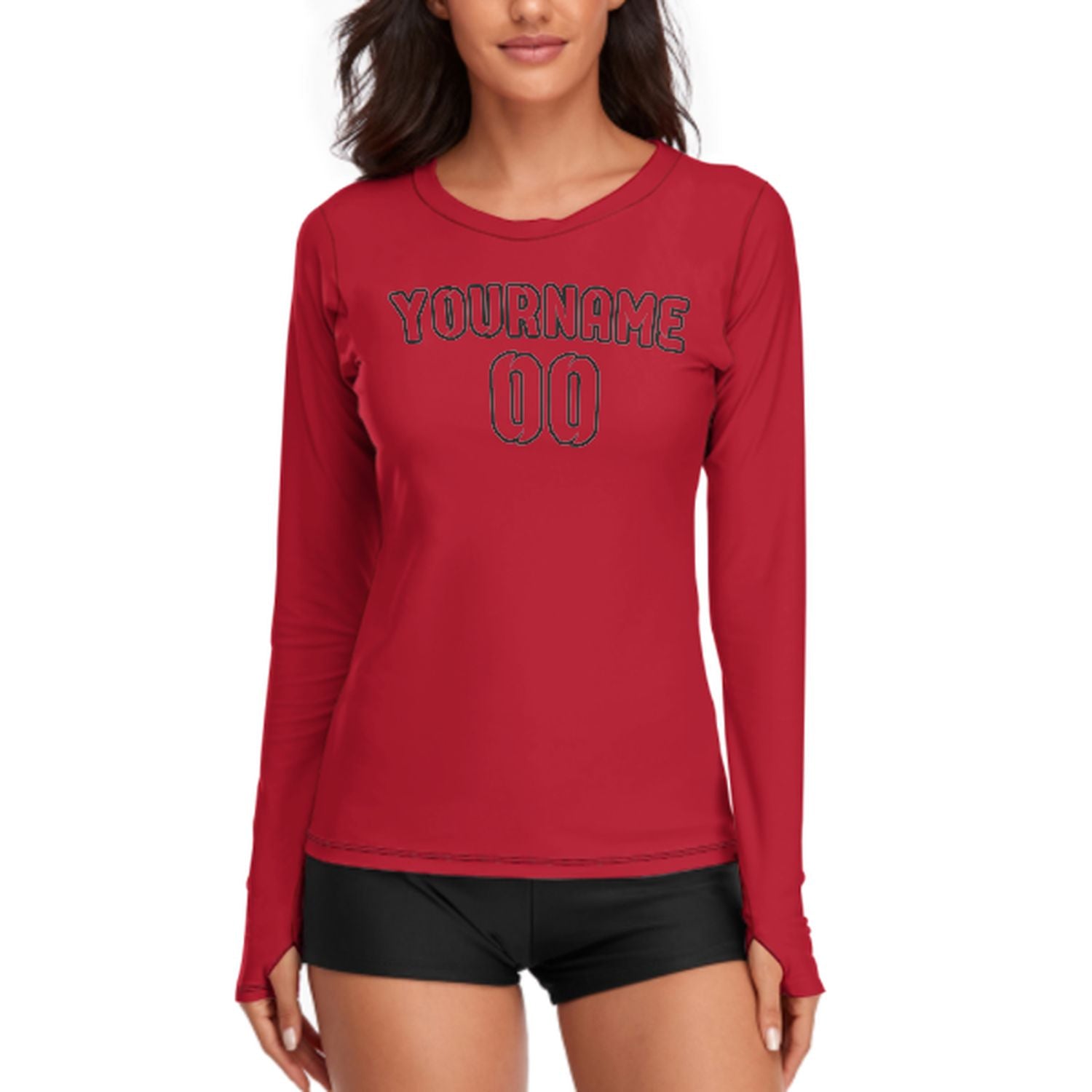 Maßgeschneidertes Rot Rot Damen Langarmshirt