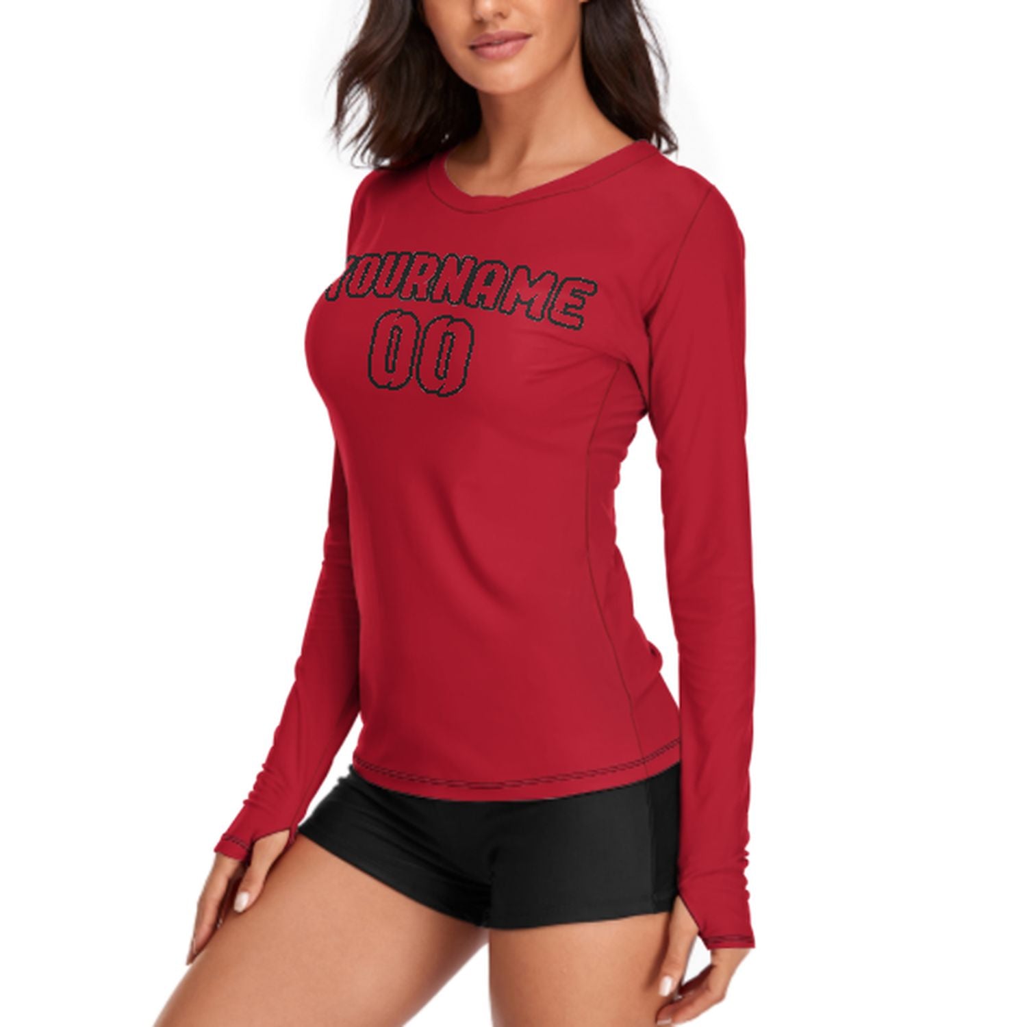 Maßgeschneidertes Rot Rot Damen Langarmshirt
