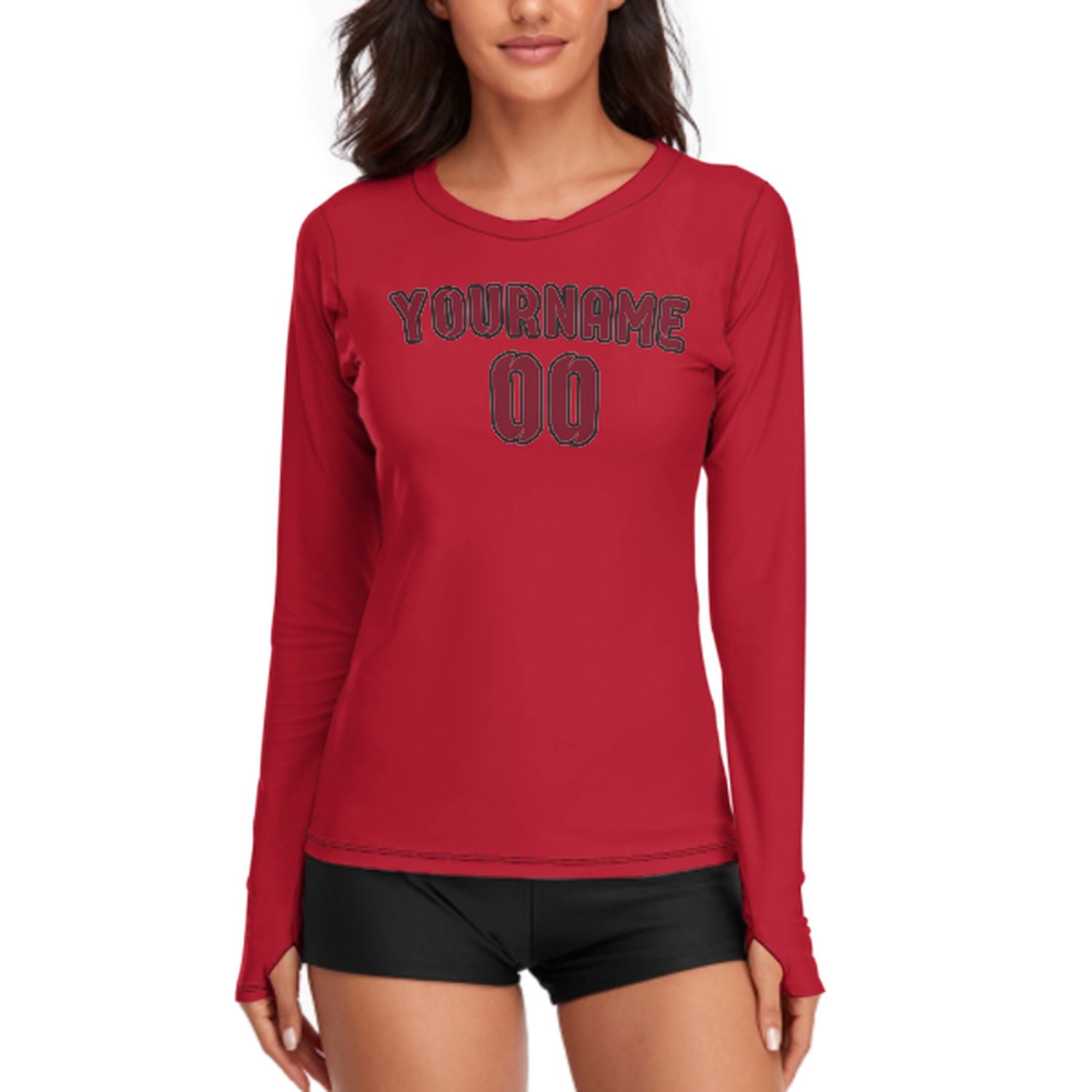 Maßgeschneidertes Rot Karmesinrot Damen Langarmshirt