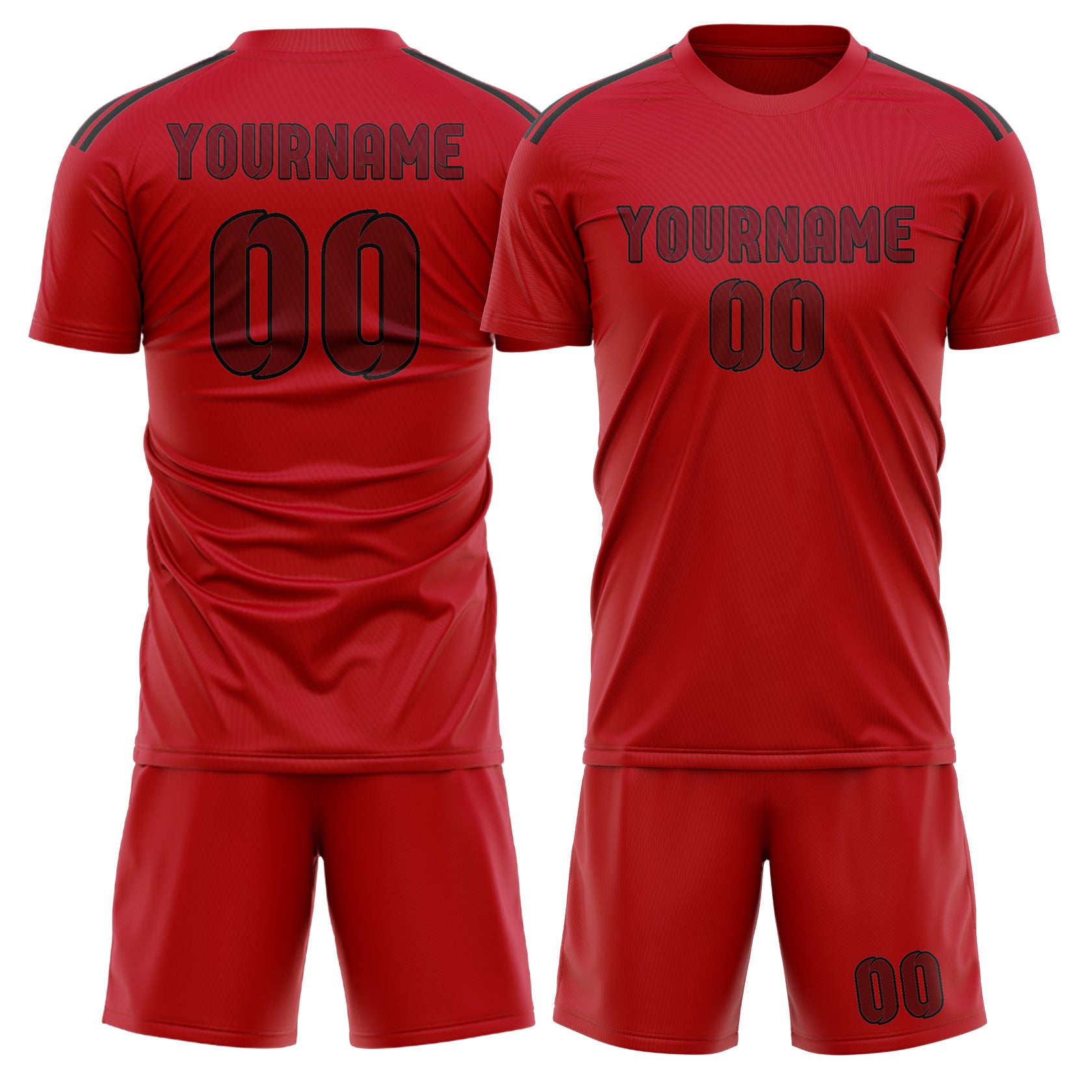 Maßgeschneidertes Professionelles Rot Karmesinrot Fußballtrikot-Set
