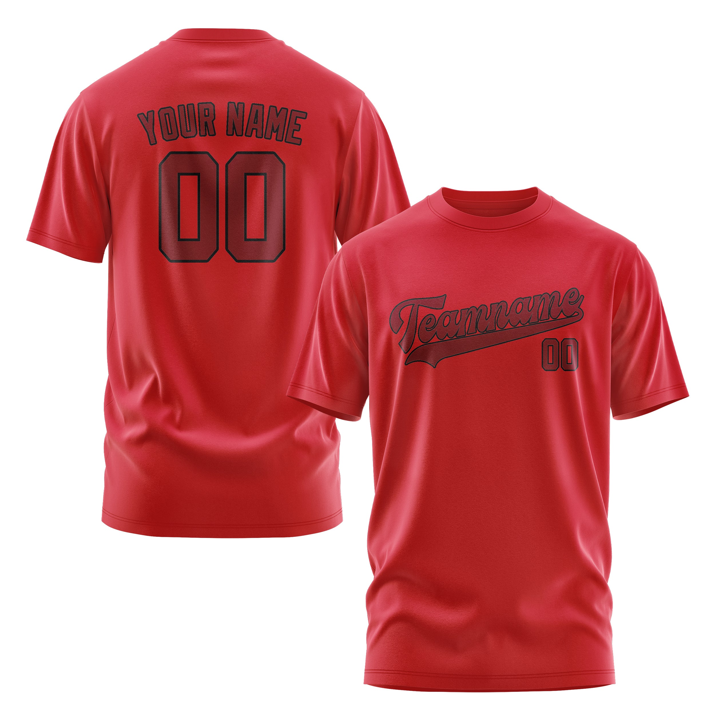 Maßgeschneidertes Rot Karmesinrot T-Shirt