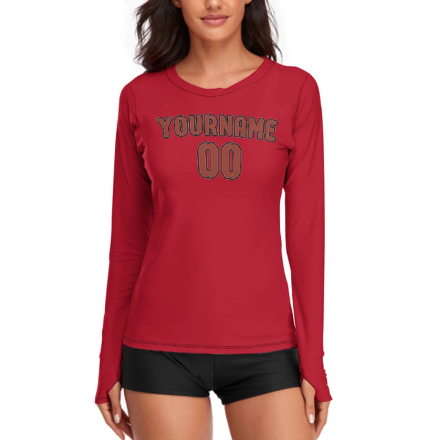 Maßgeschneidertes Rot Korallenrot Damen Langarmshirt