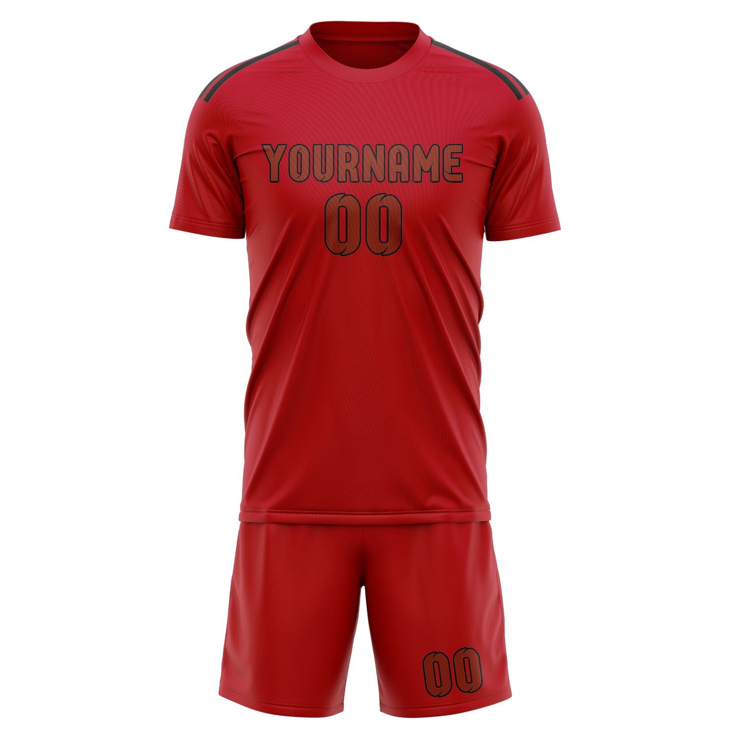 Maßgeschneidertes Professionelles Rot Korallenrot Fußballtrikot-Set