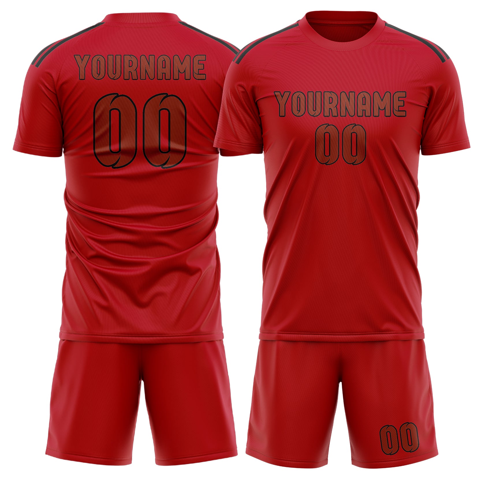 Maßgeschneidertes Professionelles Rot Korallenrot Fußballtrikot-Set
