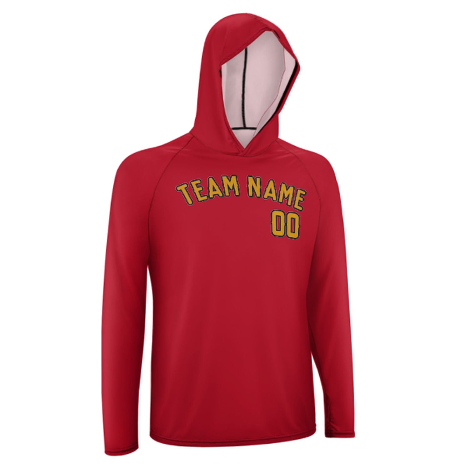 Maßgeschneidertes Rot Gelb UV-Hoodie
