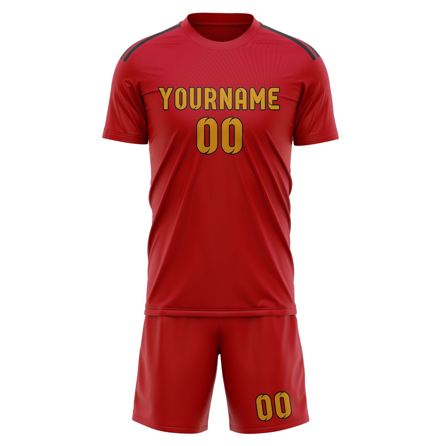 Maßgeschneidertes Professionelles Rot Gelb Fußballtrikot-Set