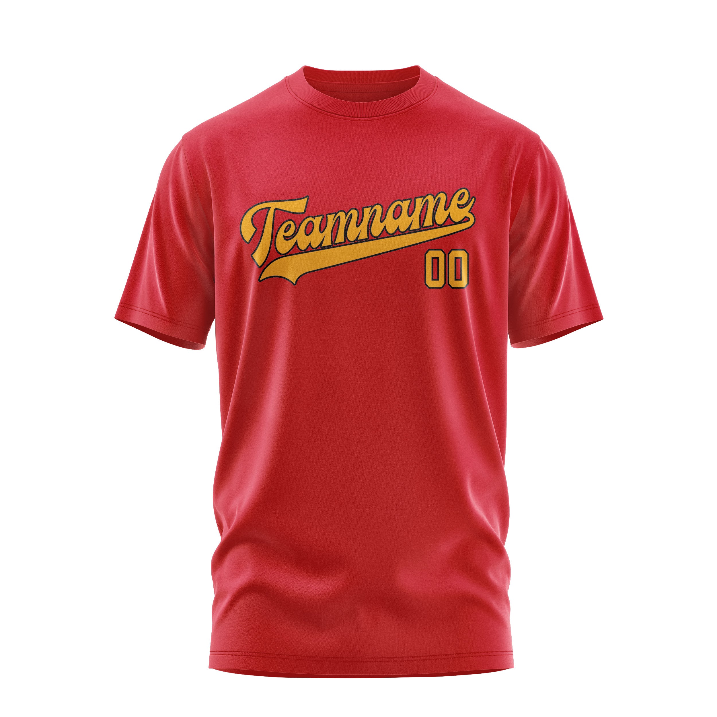 Maßgeschneidertes Rot Gelb T-Shirt