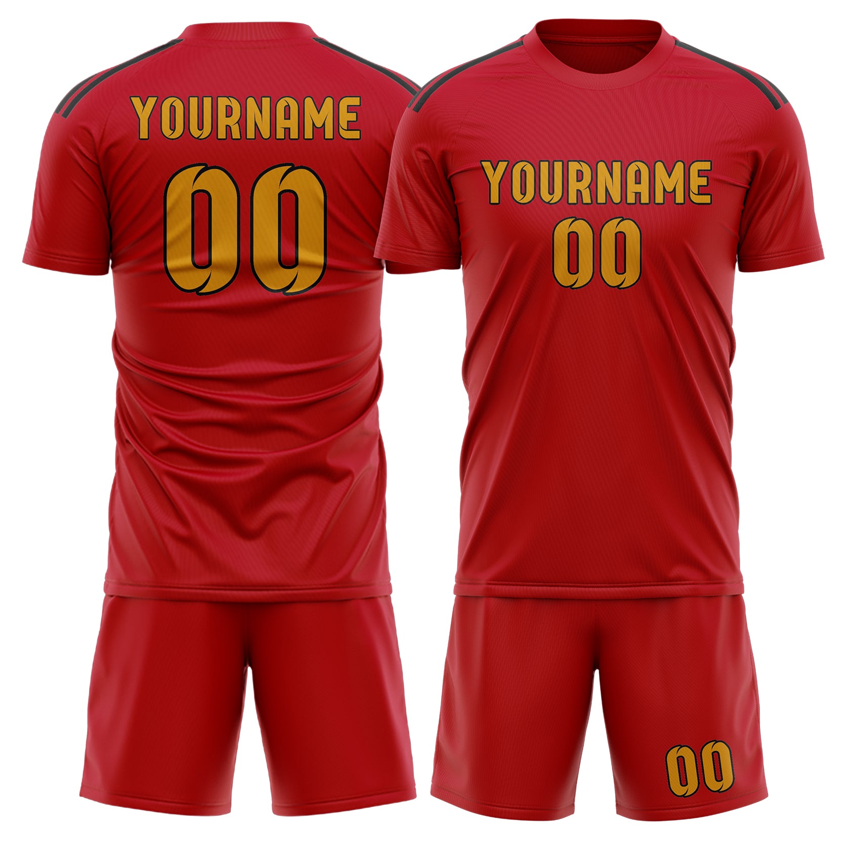 Maßgeschneidertes Professionelles Rot Gelb Fußballtrikot-Set